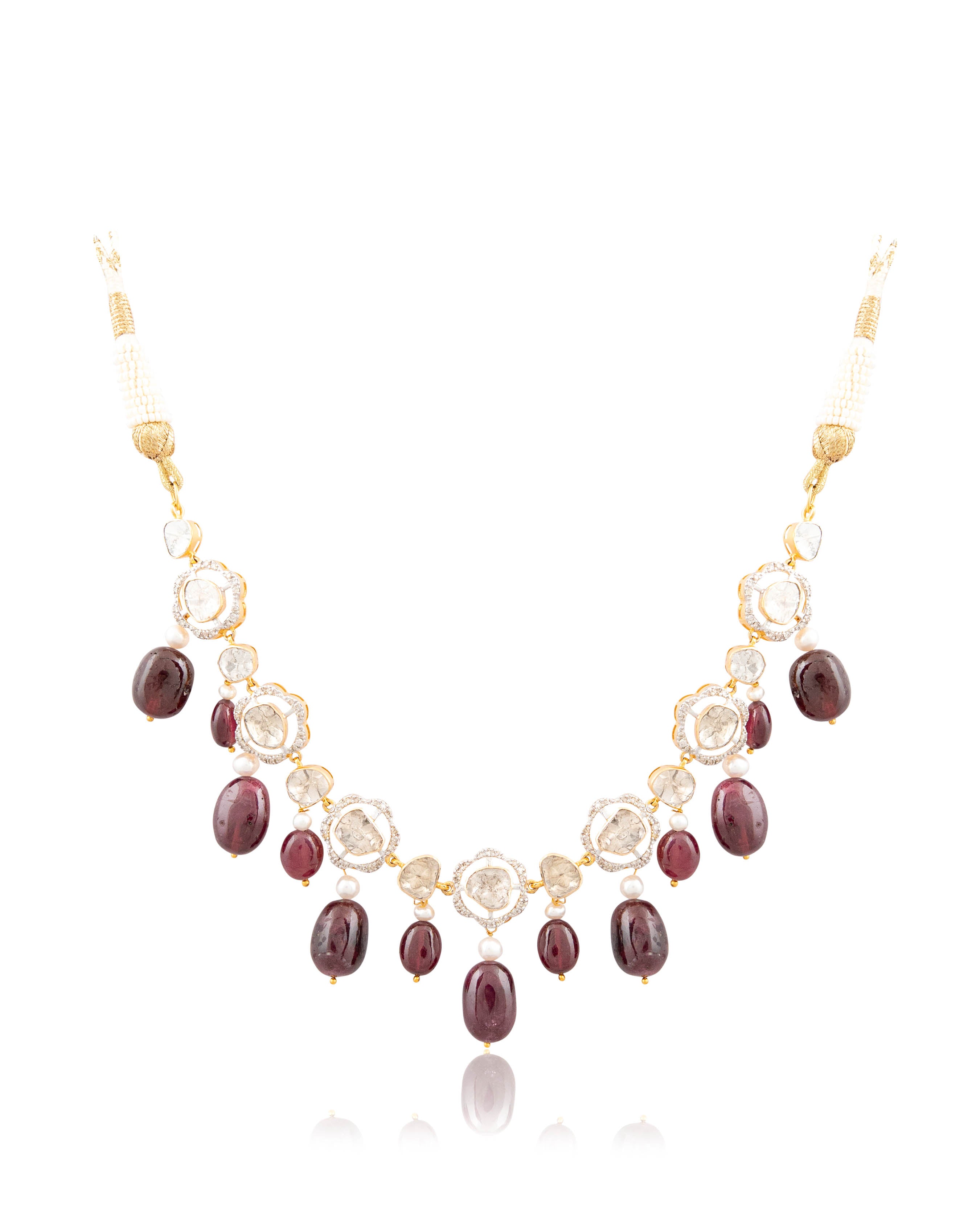 Shifa Choker And Disha Long Earrings Polki And Diamond Set