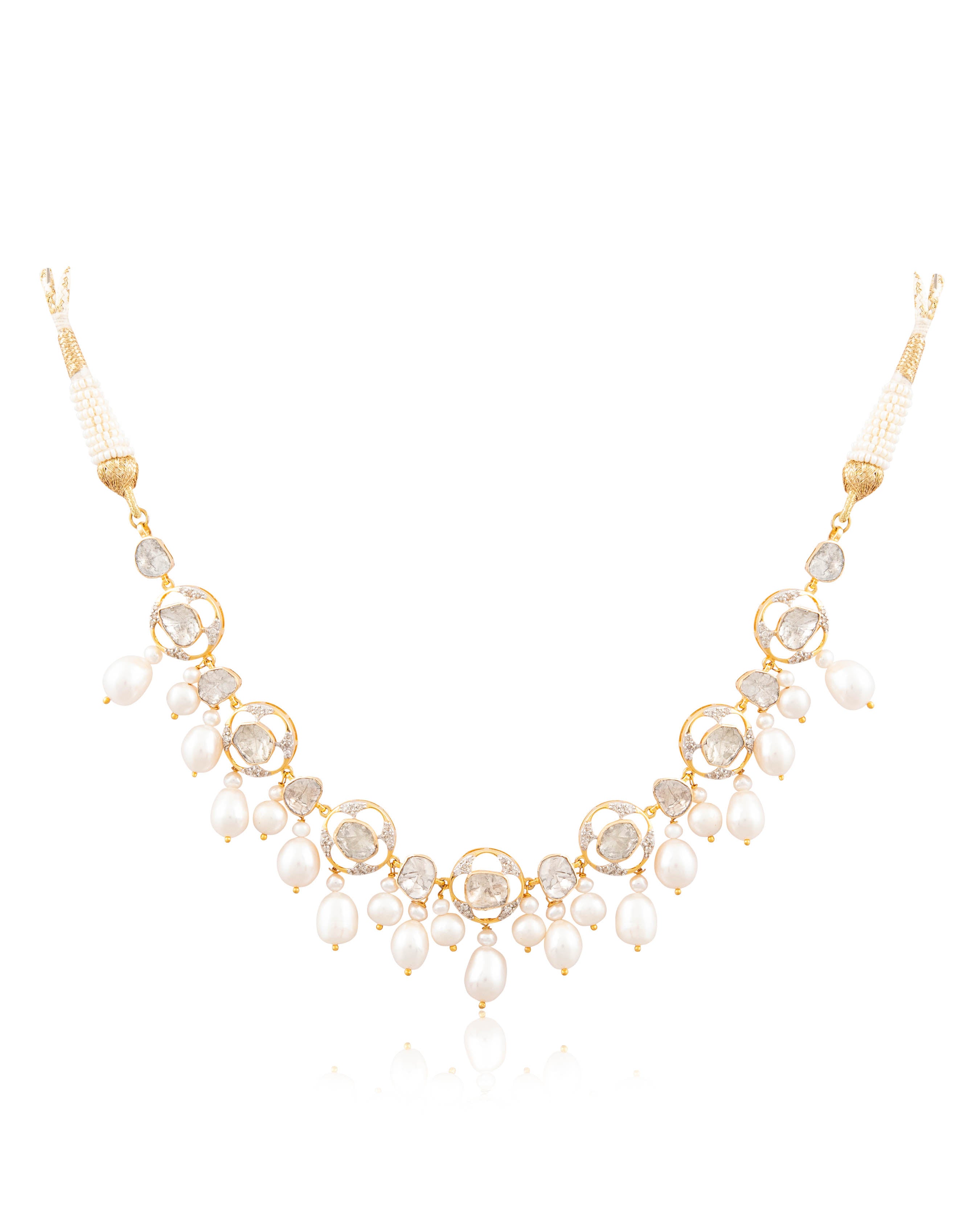 Shubhangi Choker And Chandika Long Earrings Polki And Diamond Set