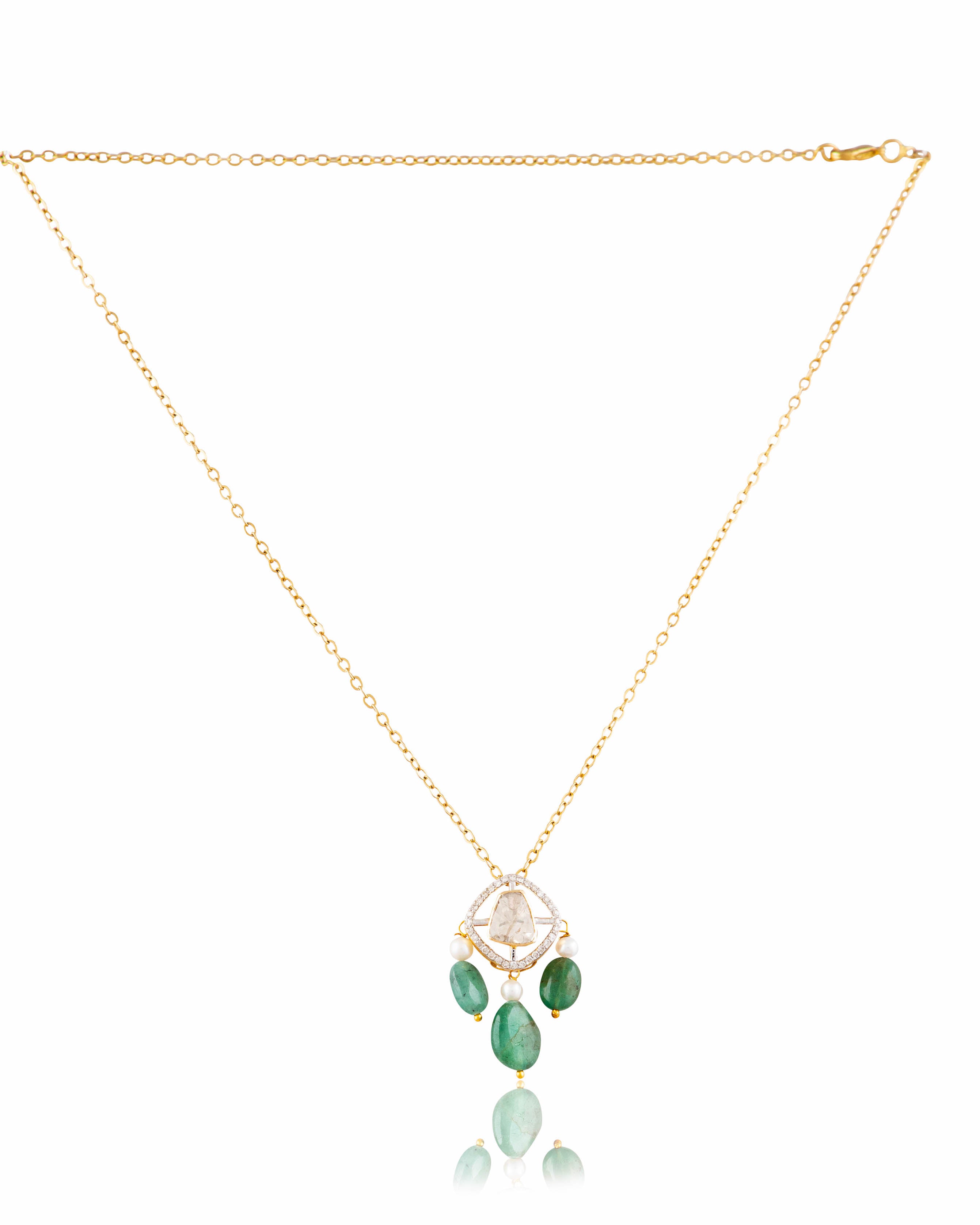 Pareen Polki And Diamond Pendant