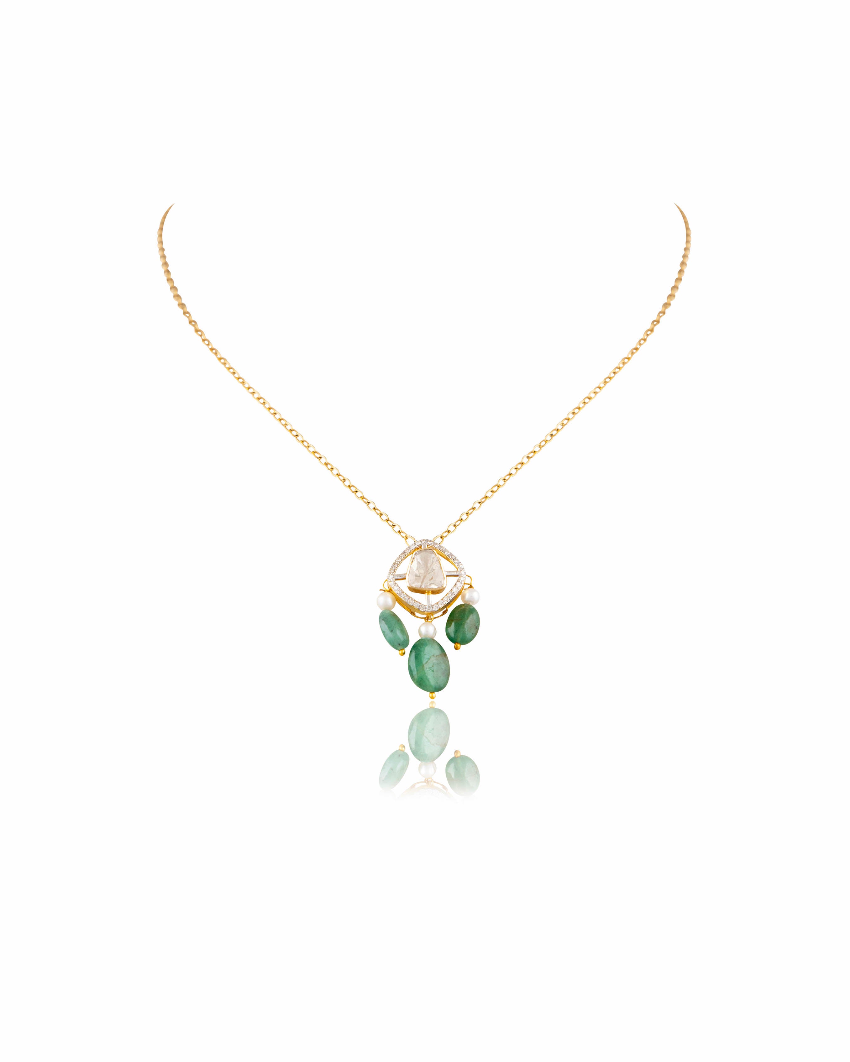 Pareen Polki And Diamond Pendant