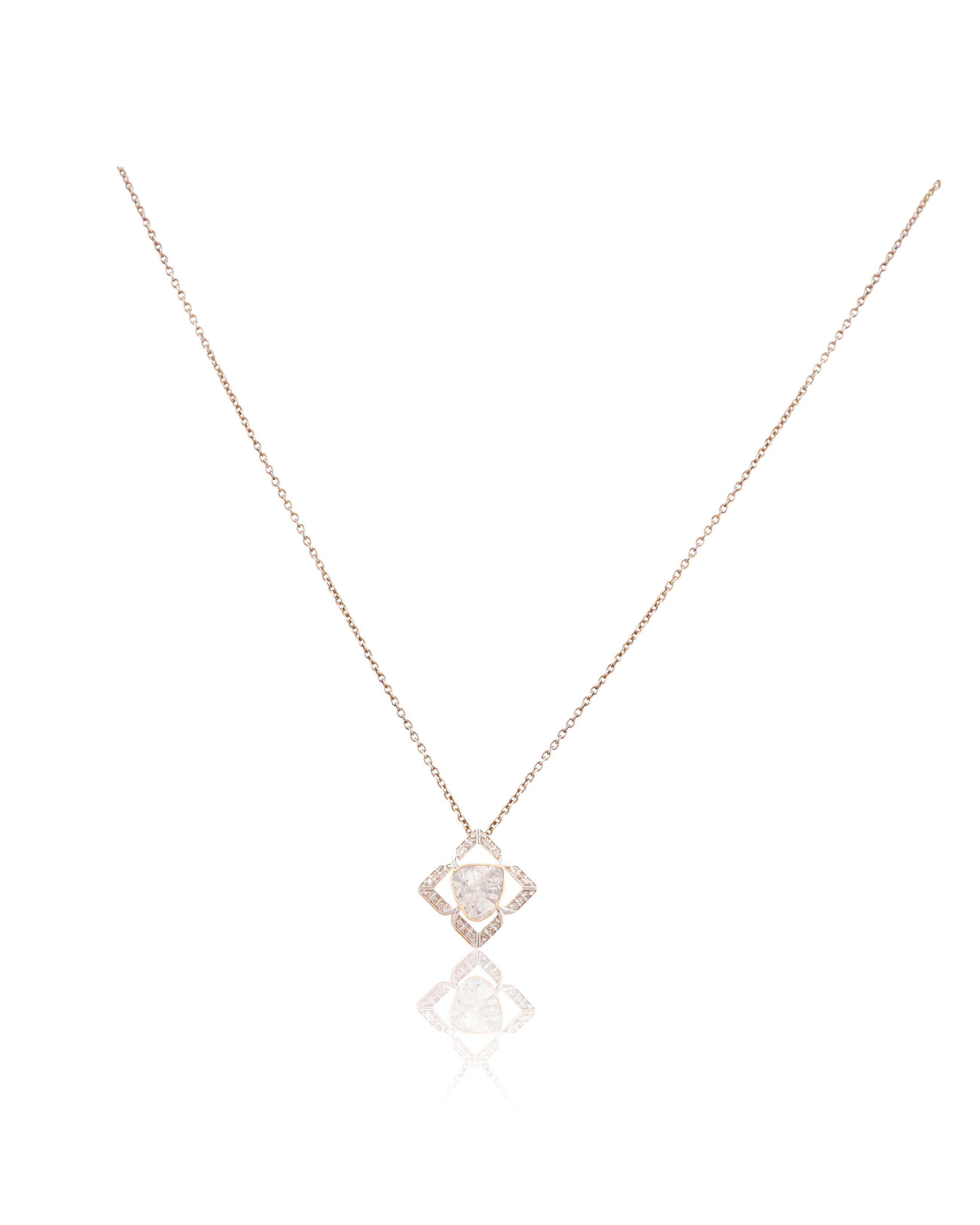 Ishani Pendant And Bhavika Tops Polki And Diamond Set