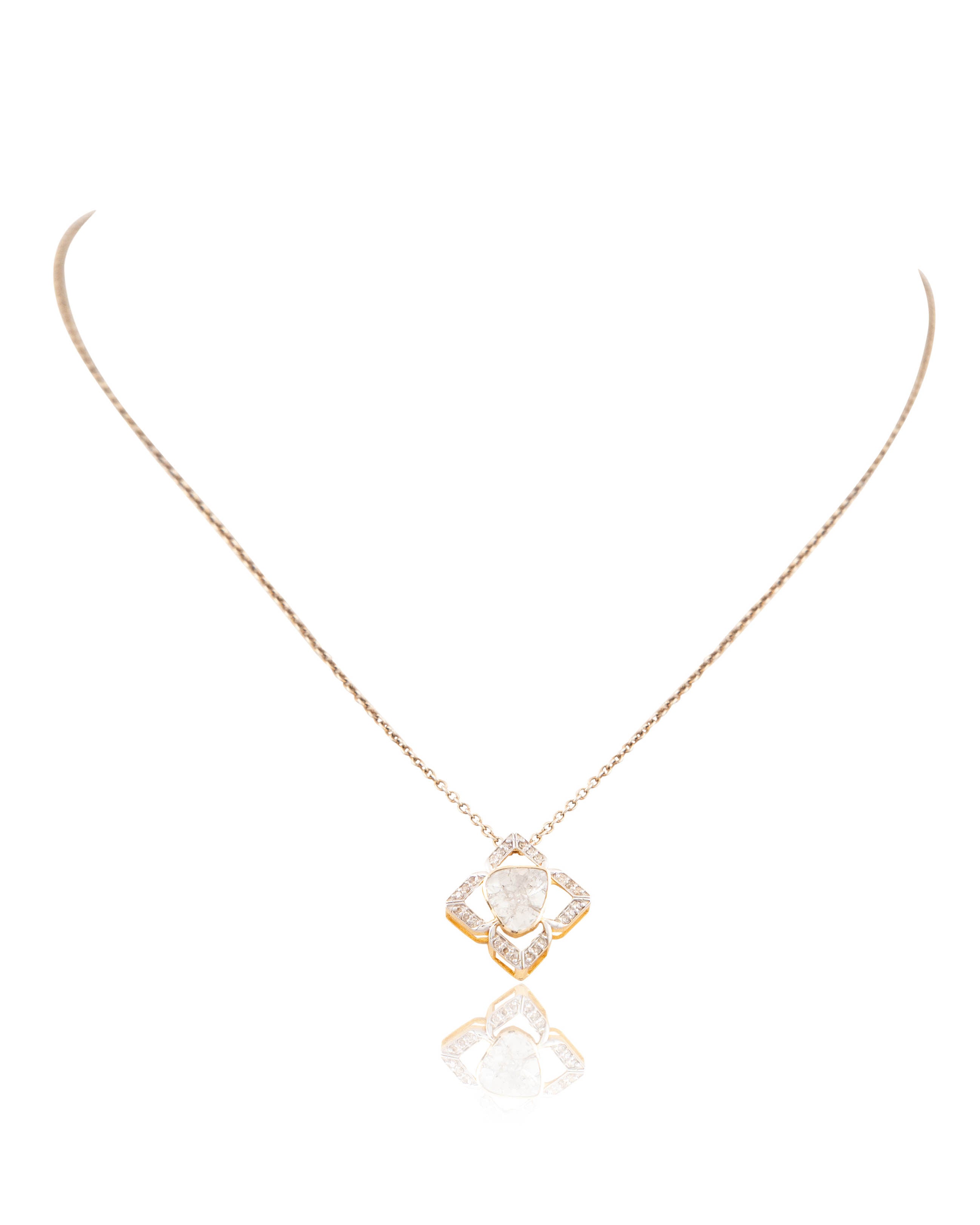 Ishani Pendant And Bhavika Tops Polki And Diamond Set