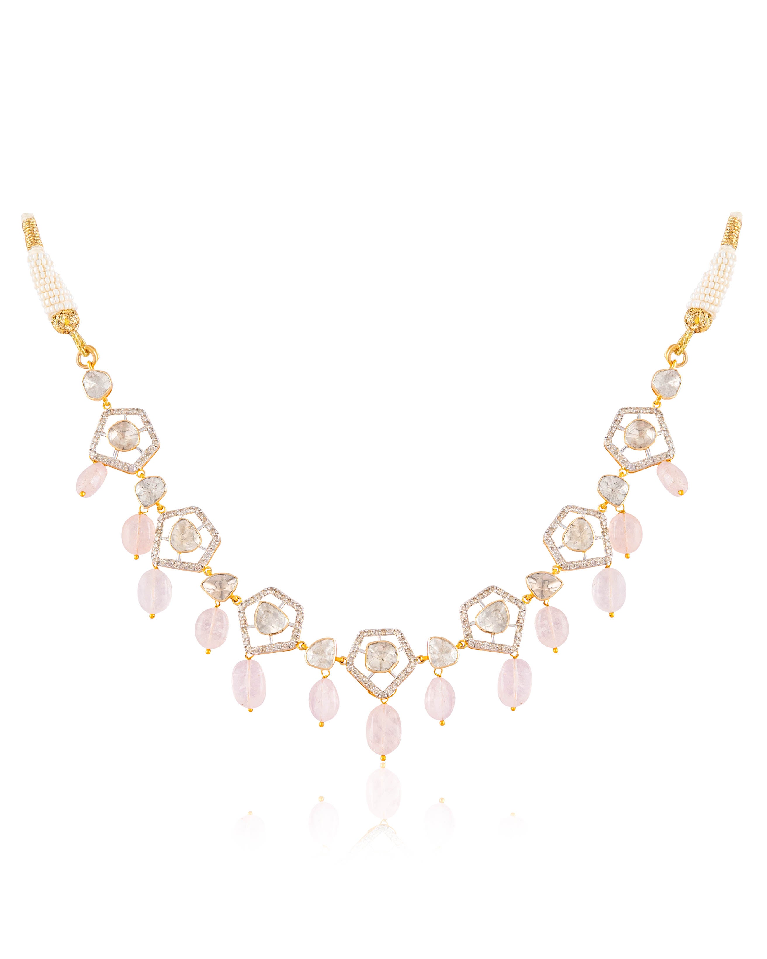 Sanam Choker And Nimah Long Earrings Polki And Diamond Set