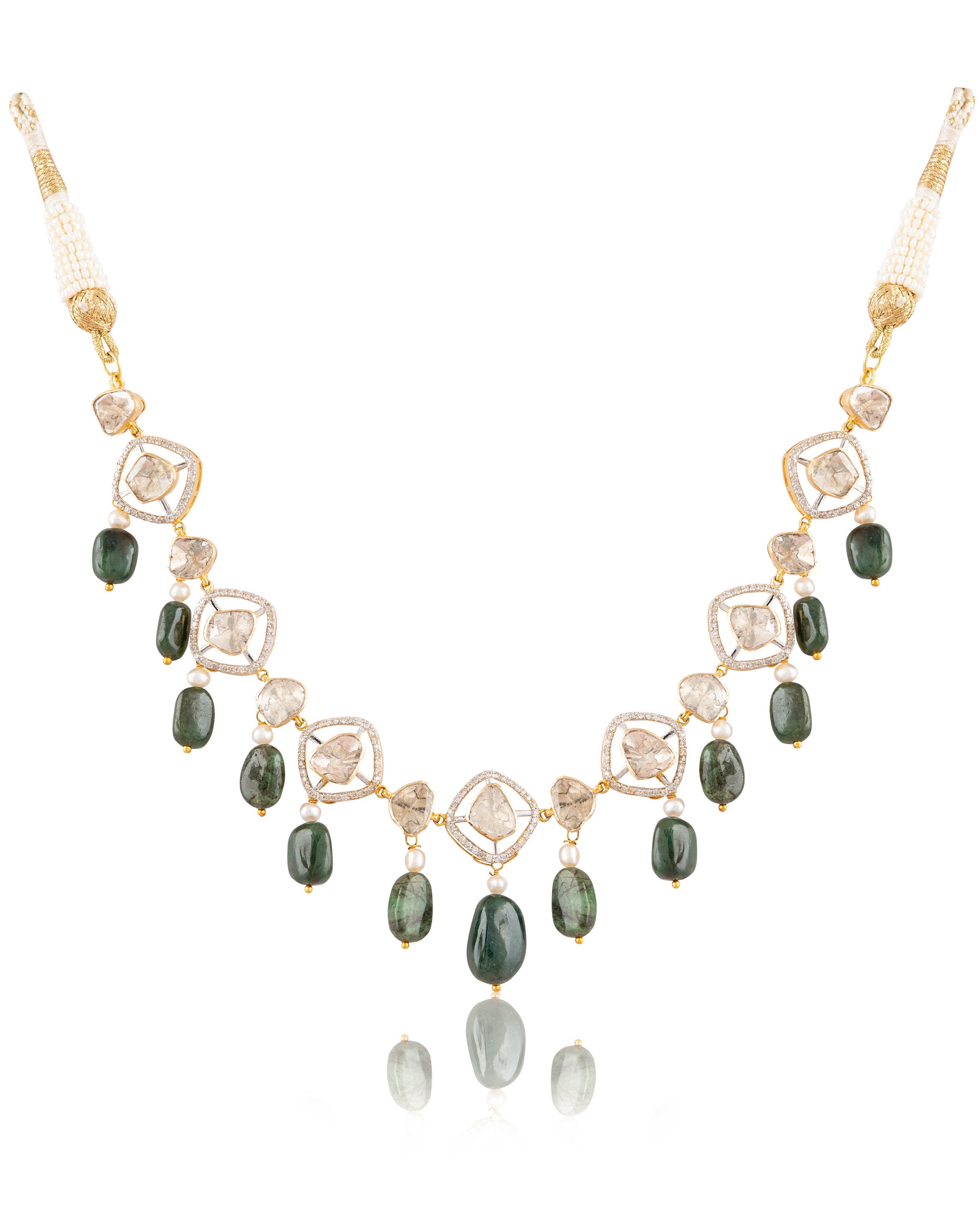 Kriti Choker And Rakul Long Earrings Polki And Diamond Set