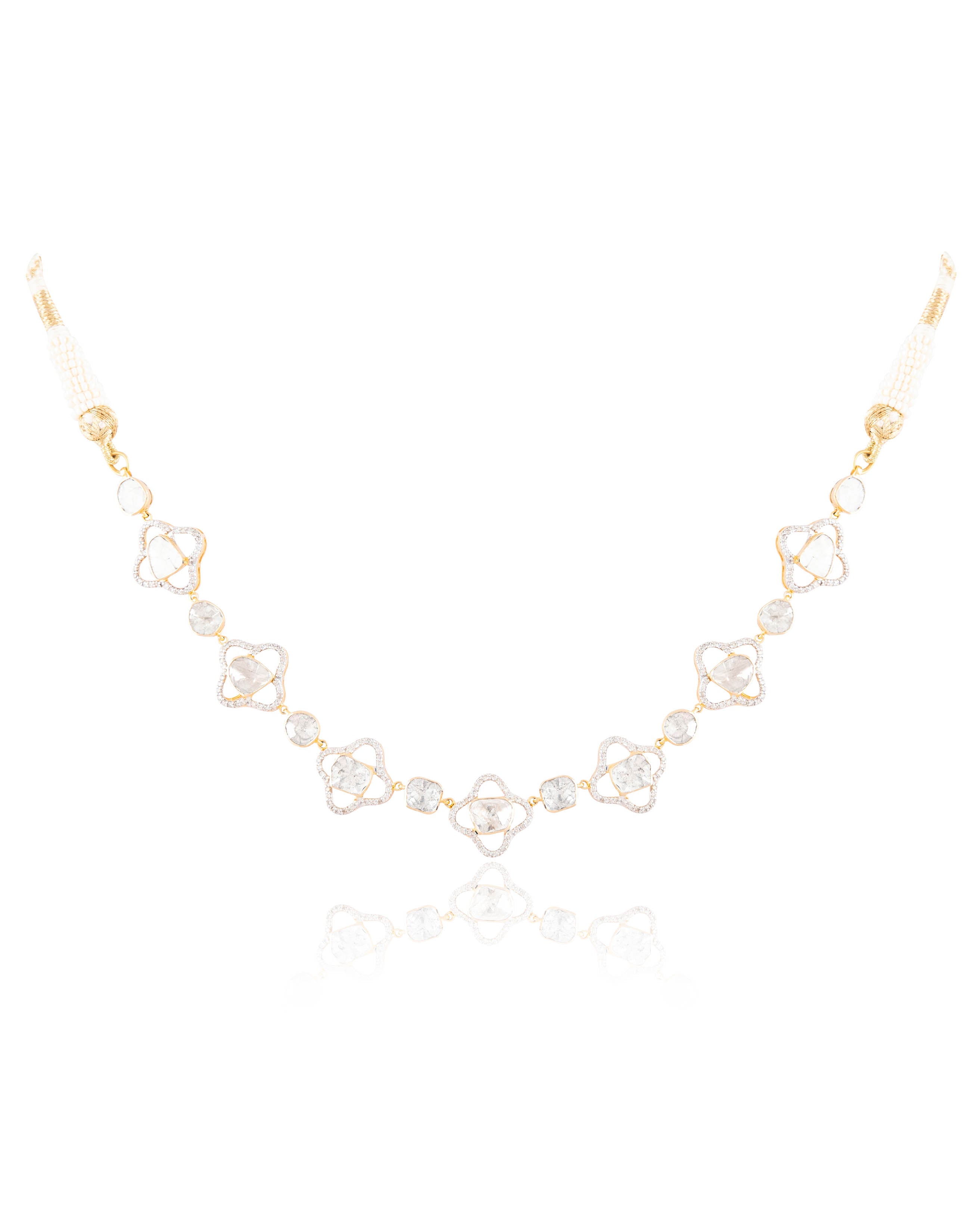 Anveta Choker And Taniya Long Earrings Polki And Diamond Set