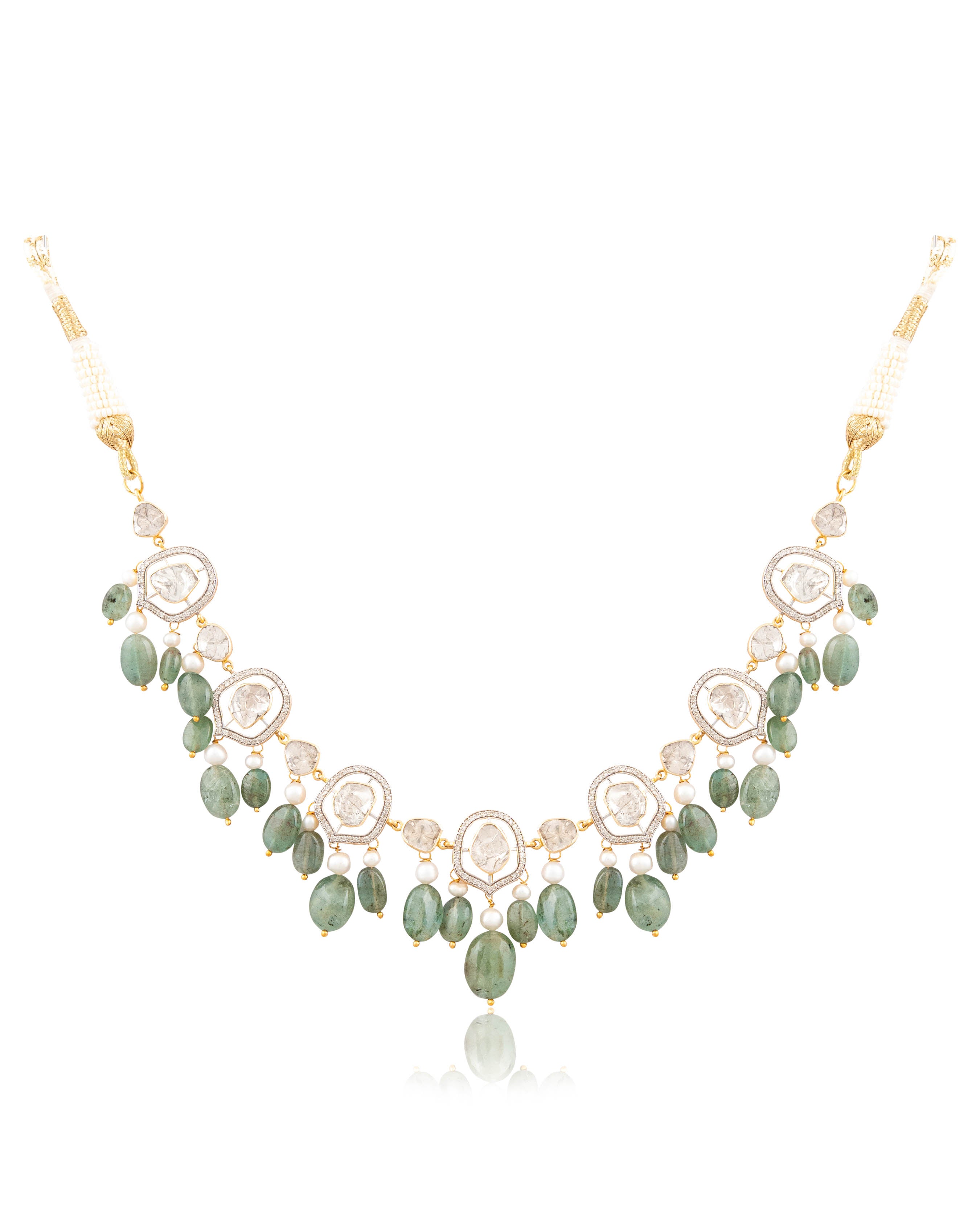 Ophelia Choker And Shanvi Long Earrings Polki And Diamond Set