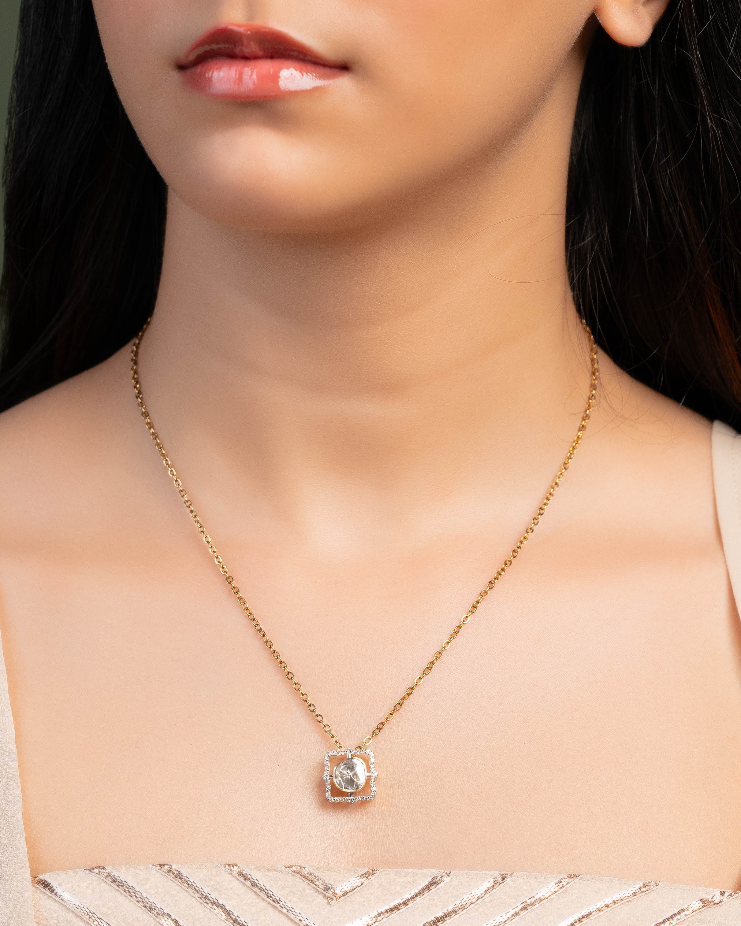 Rashmika Polki And Diamond Pendant