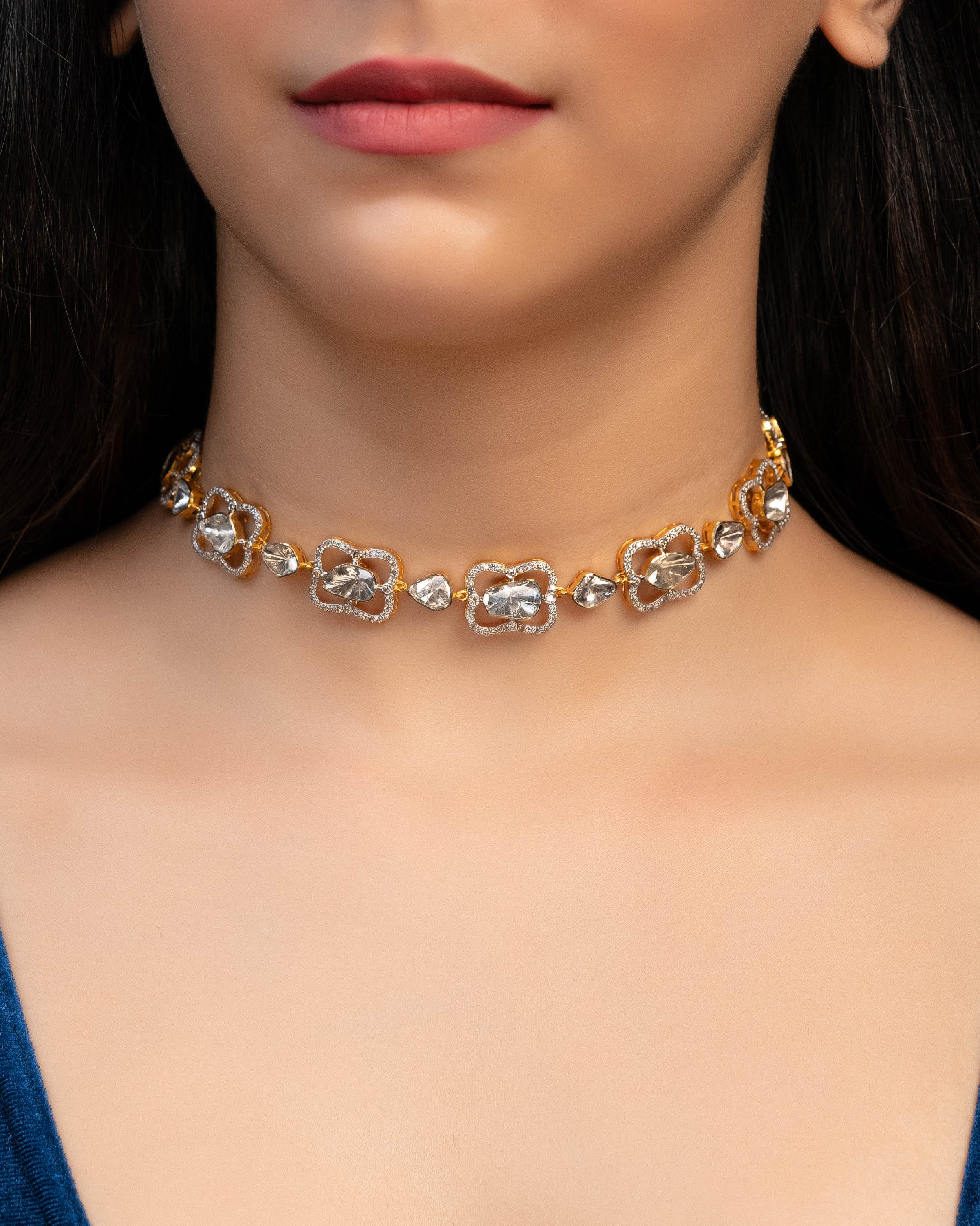 Zikra Polki And Diamond Choker