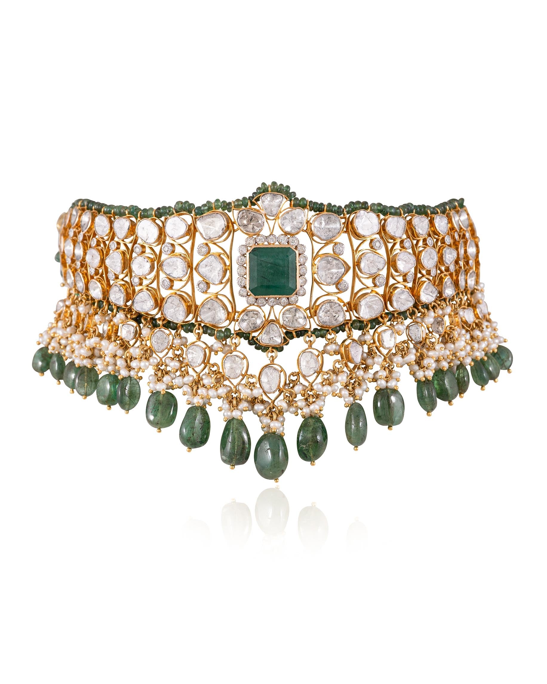 Raima Choker And Rutva Tops Polki And Diamond Set