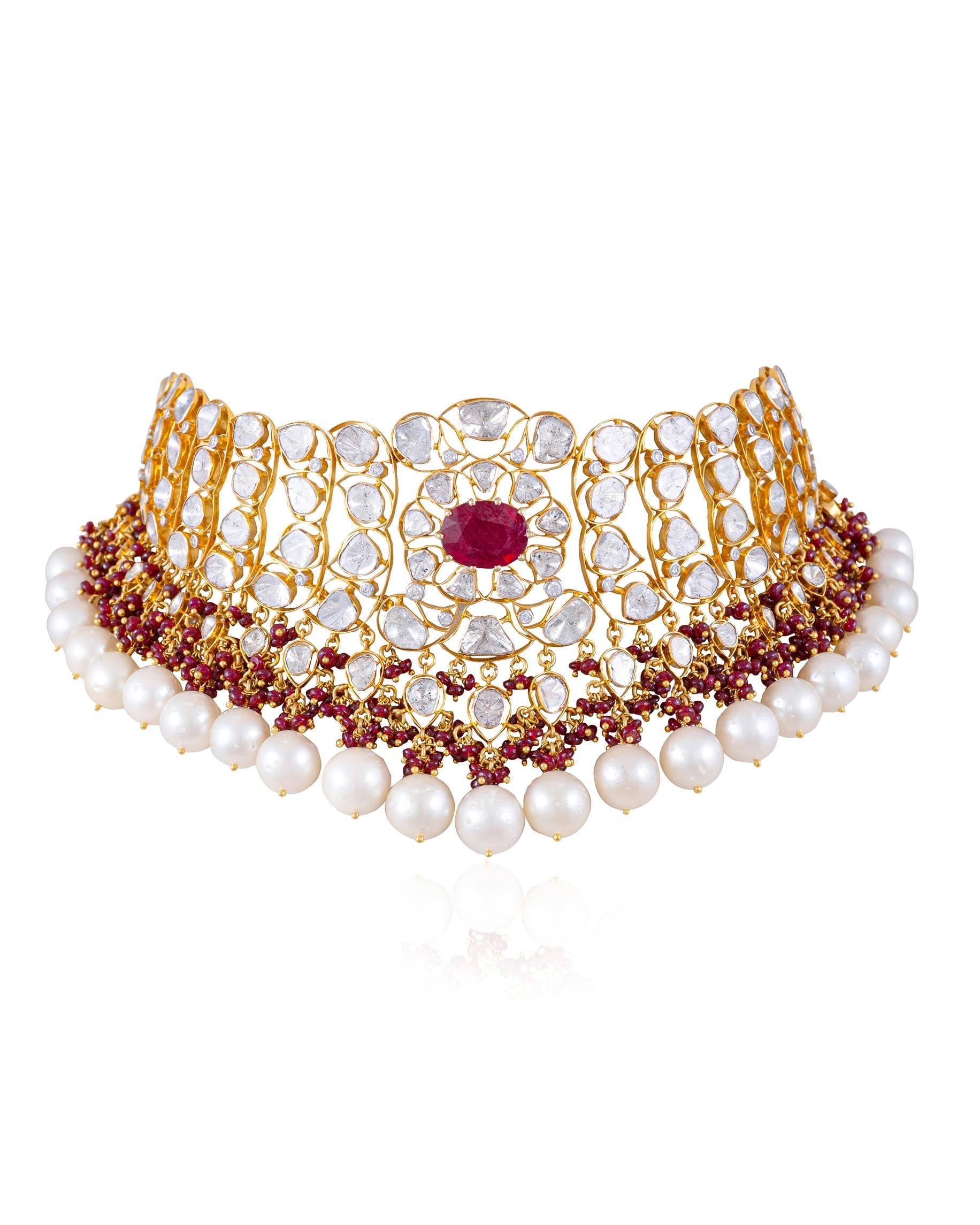 Samrin Polki And Diamond Necklace