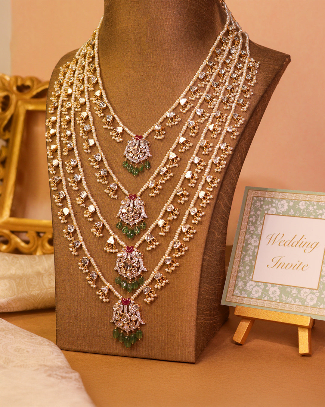Hazel Polki And Diamond Long Necklace