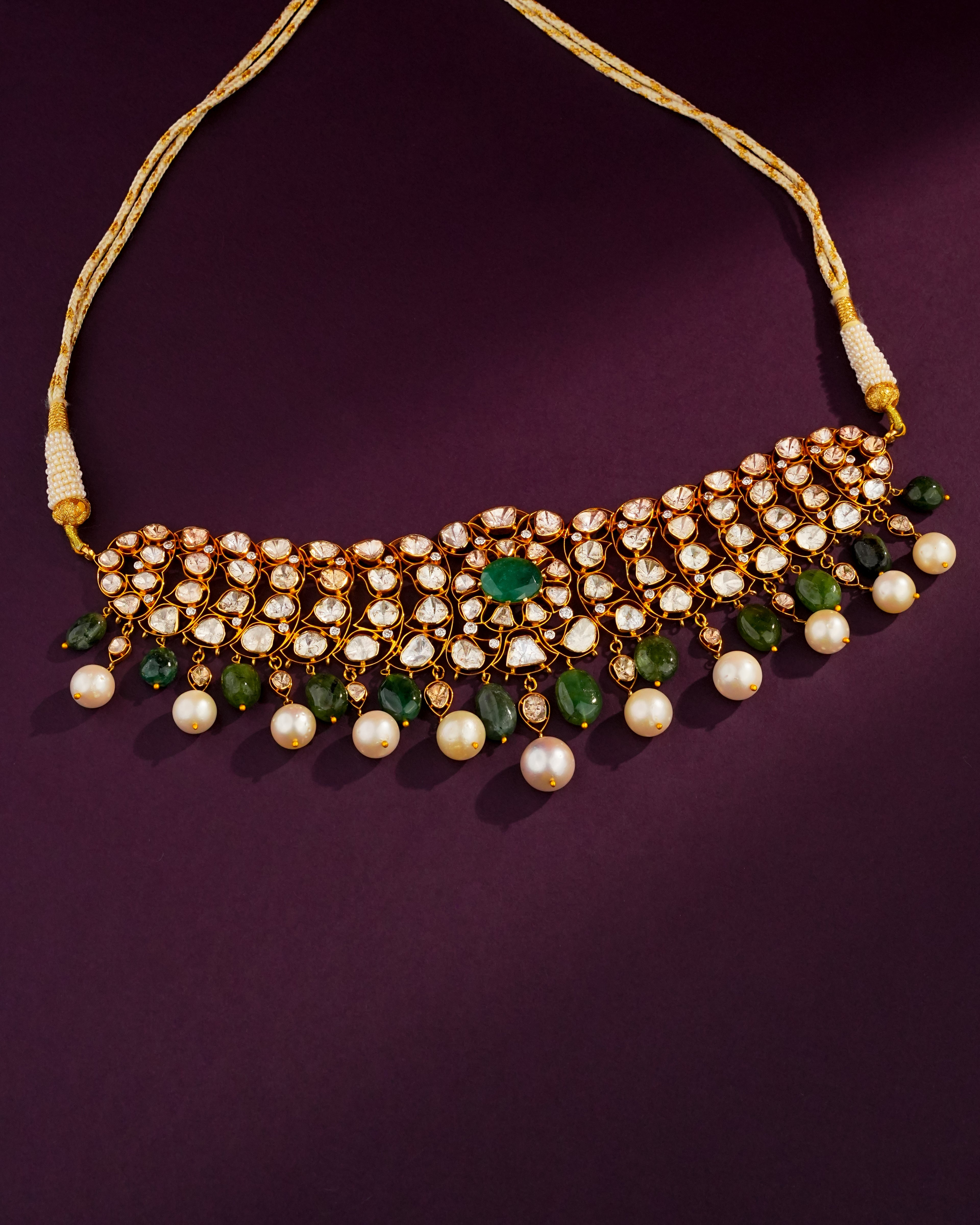 Vishaka Polki And Diamond Necklace