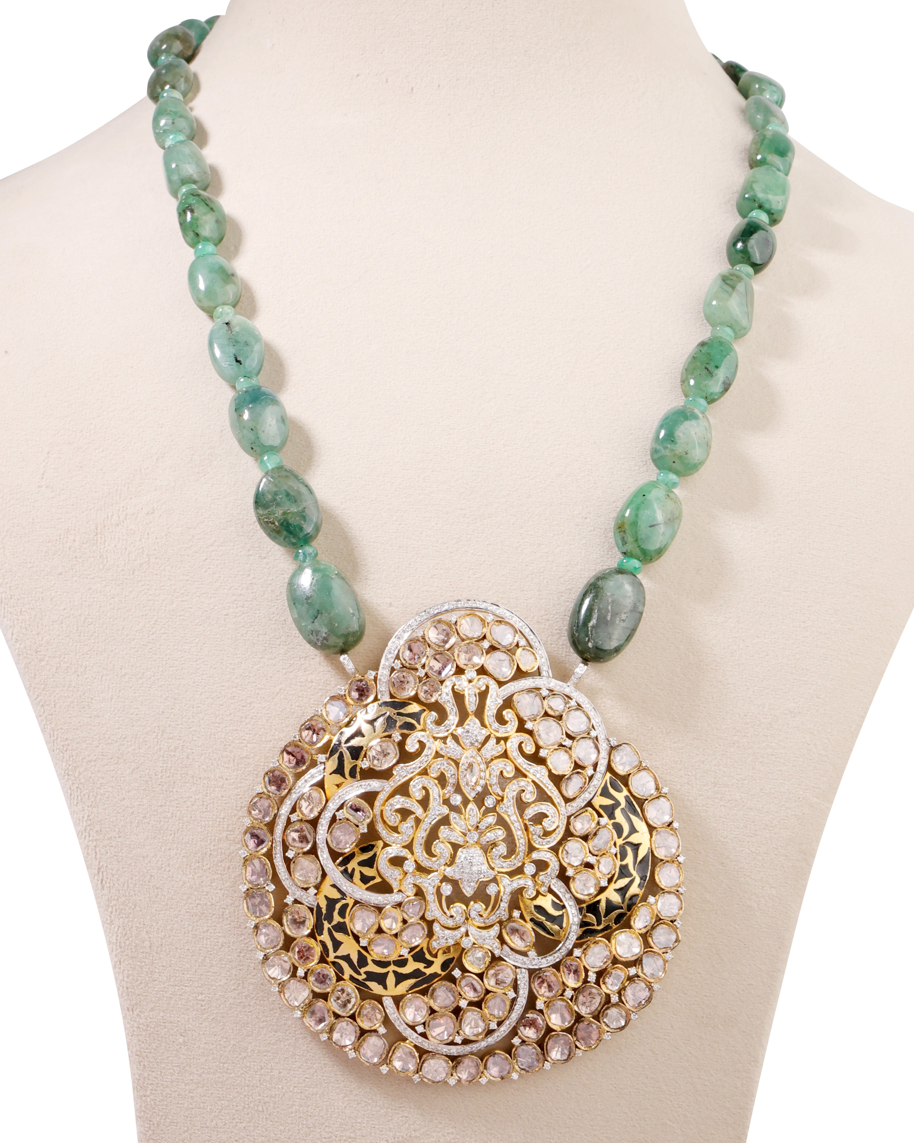 Kirti Polki And Diamond Bead Pendant