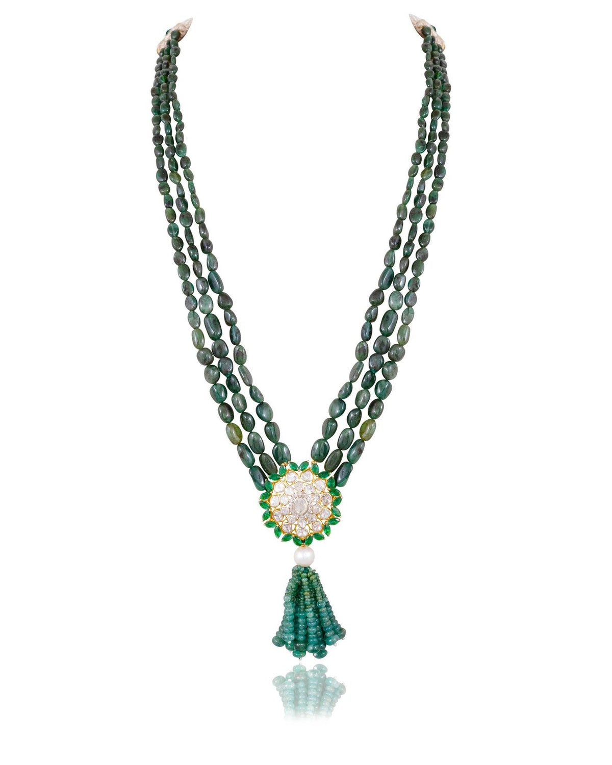 Evie Bead Pendant And Aaravi Tops Polki And Diamond Set