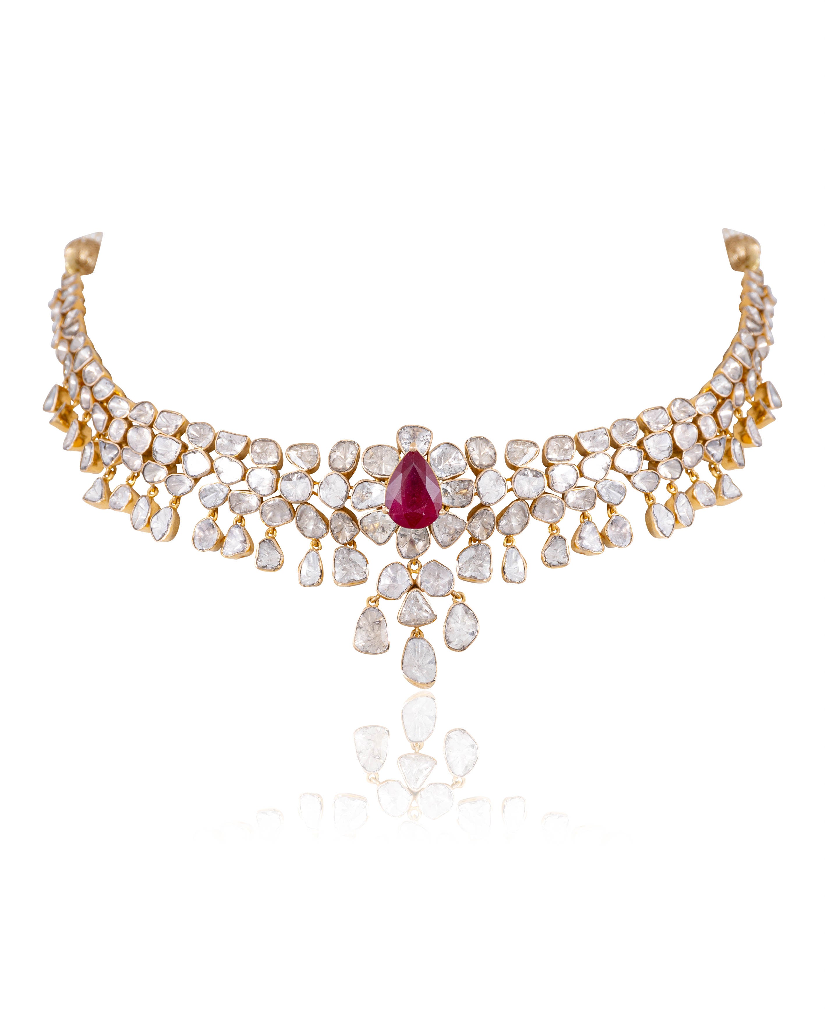 Freya Necklace And Diksha Long Earrings Polki Set