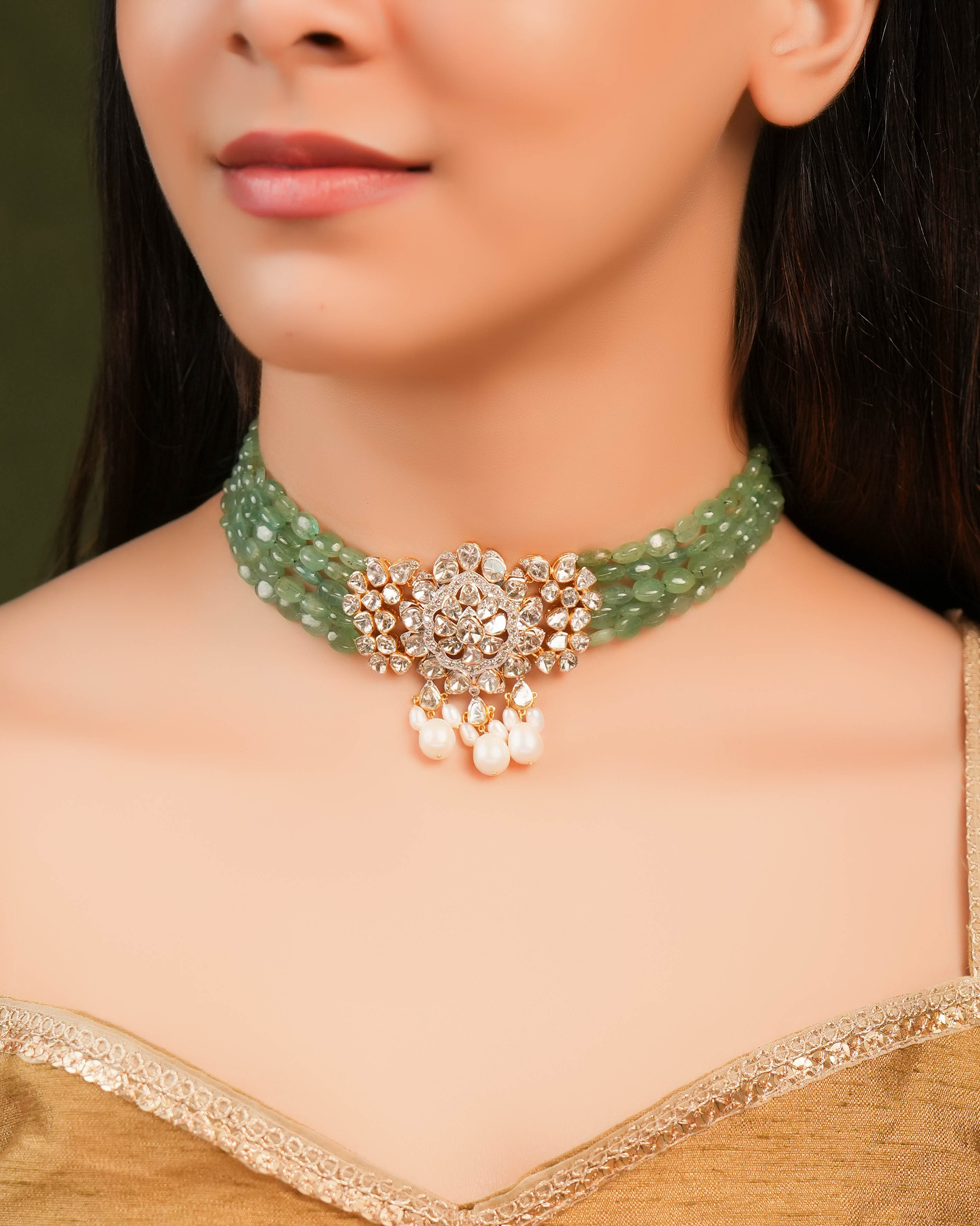 Prakruti Polki And Diamond Bead Choker