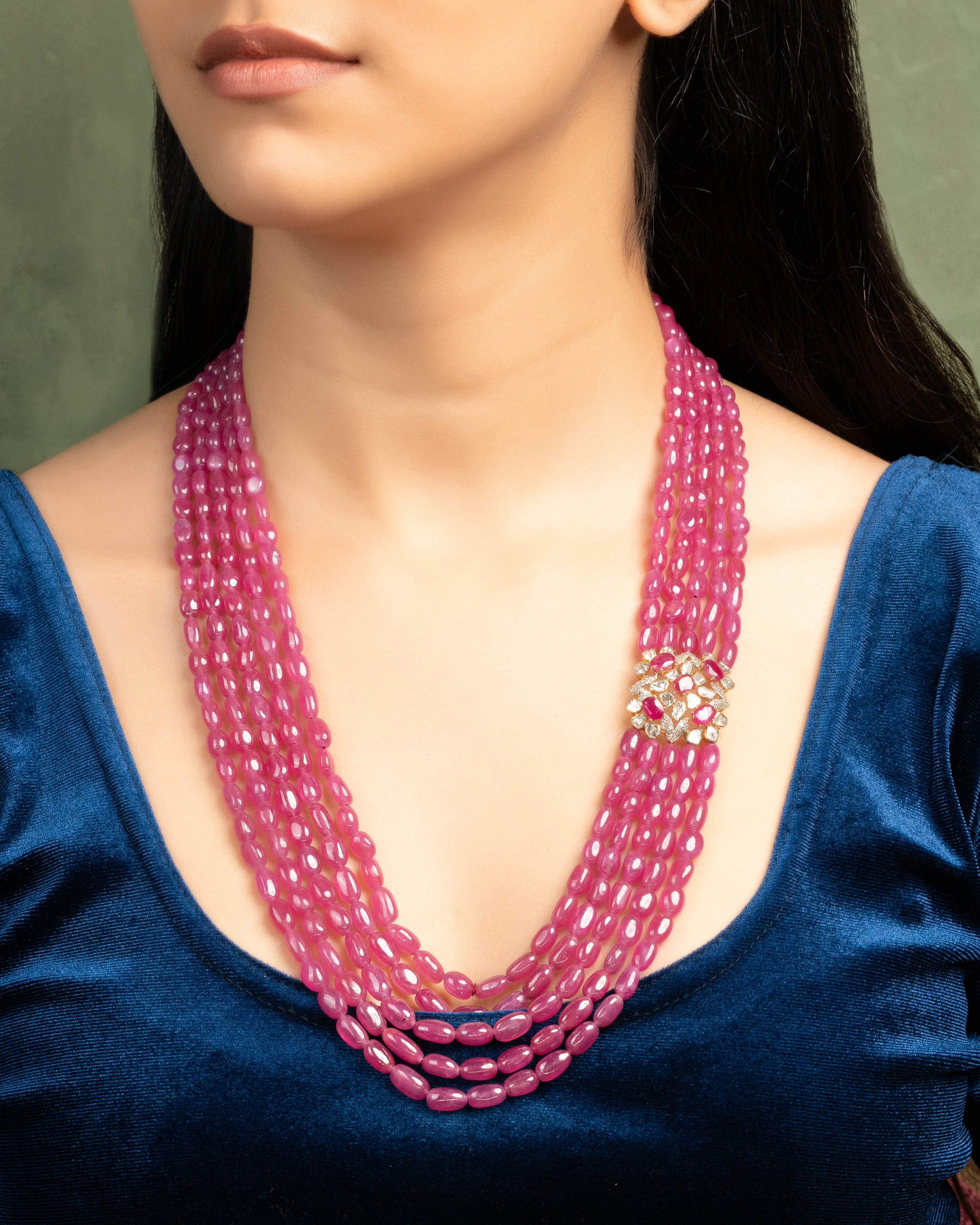 Naila Polki And Diamond Bead Pendant