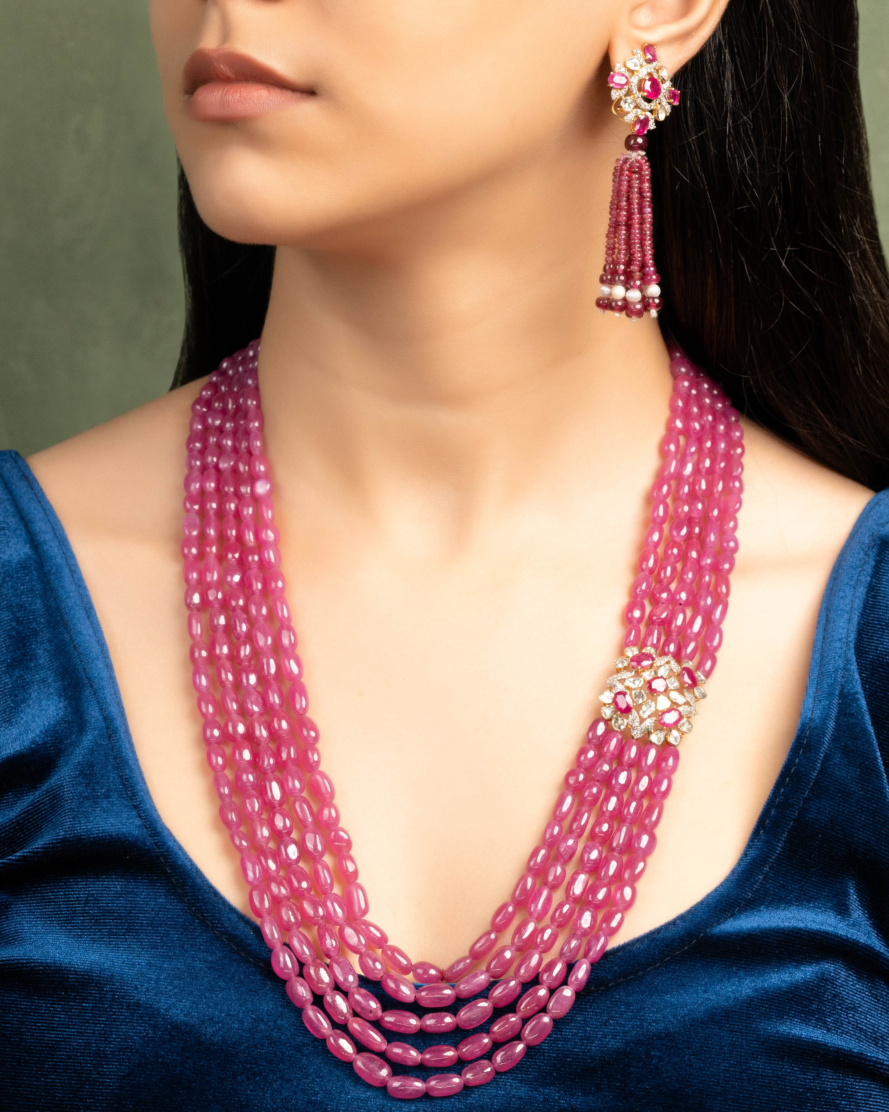 Naila Polki And Diamond Bead Pendant