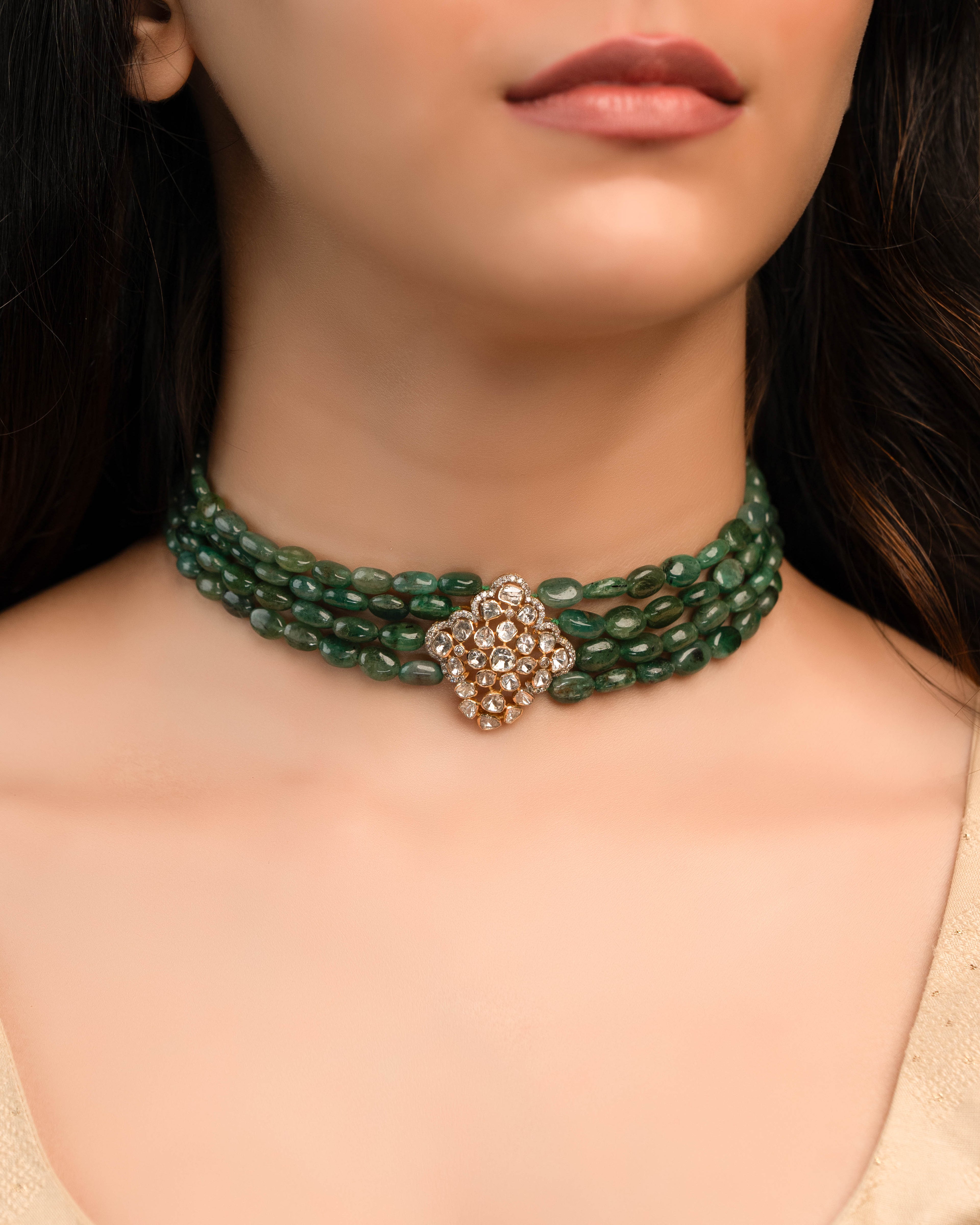Tessa Polki And Diamond Bead Choker