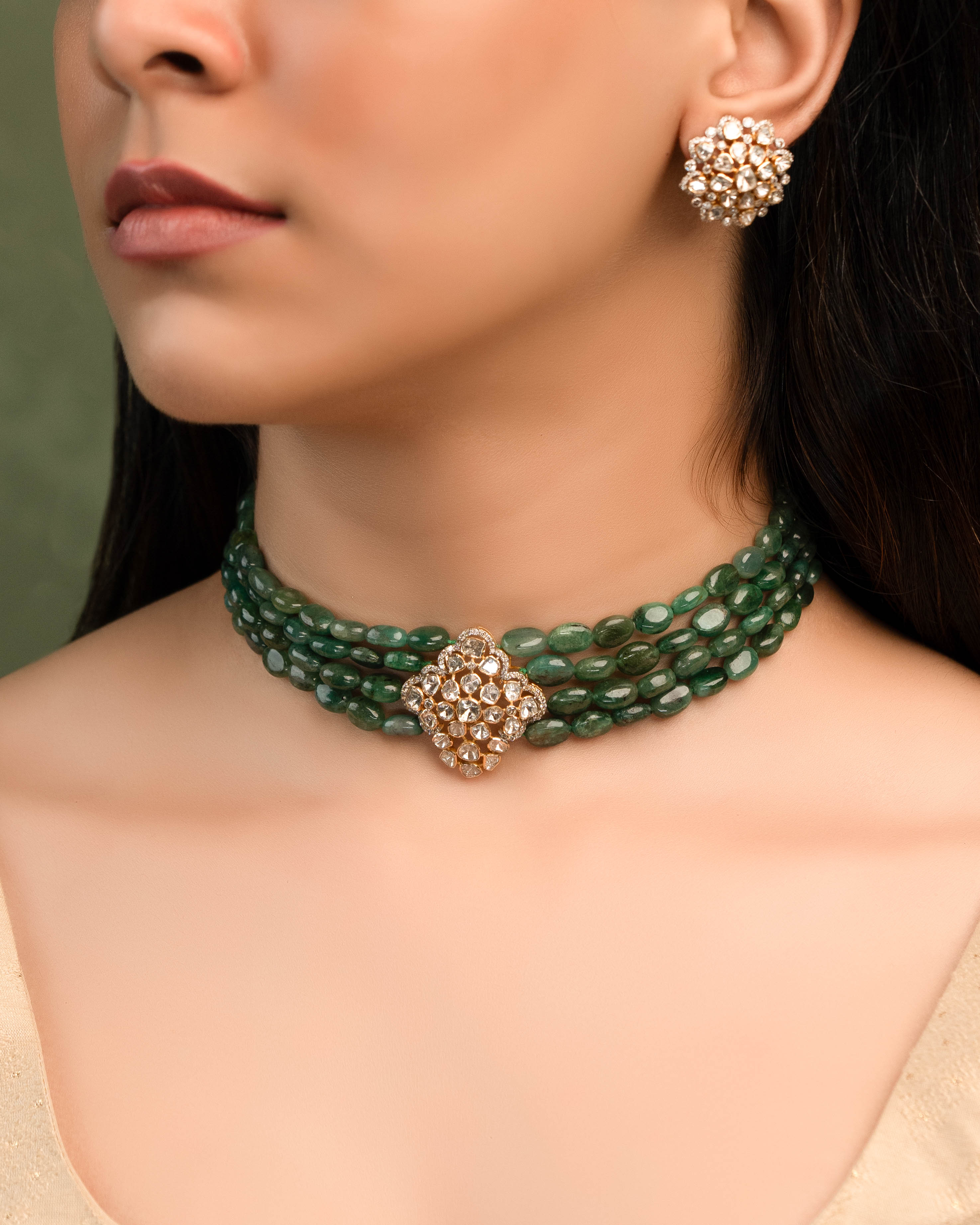 Tessa Polki And Diamond Bead Choker