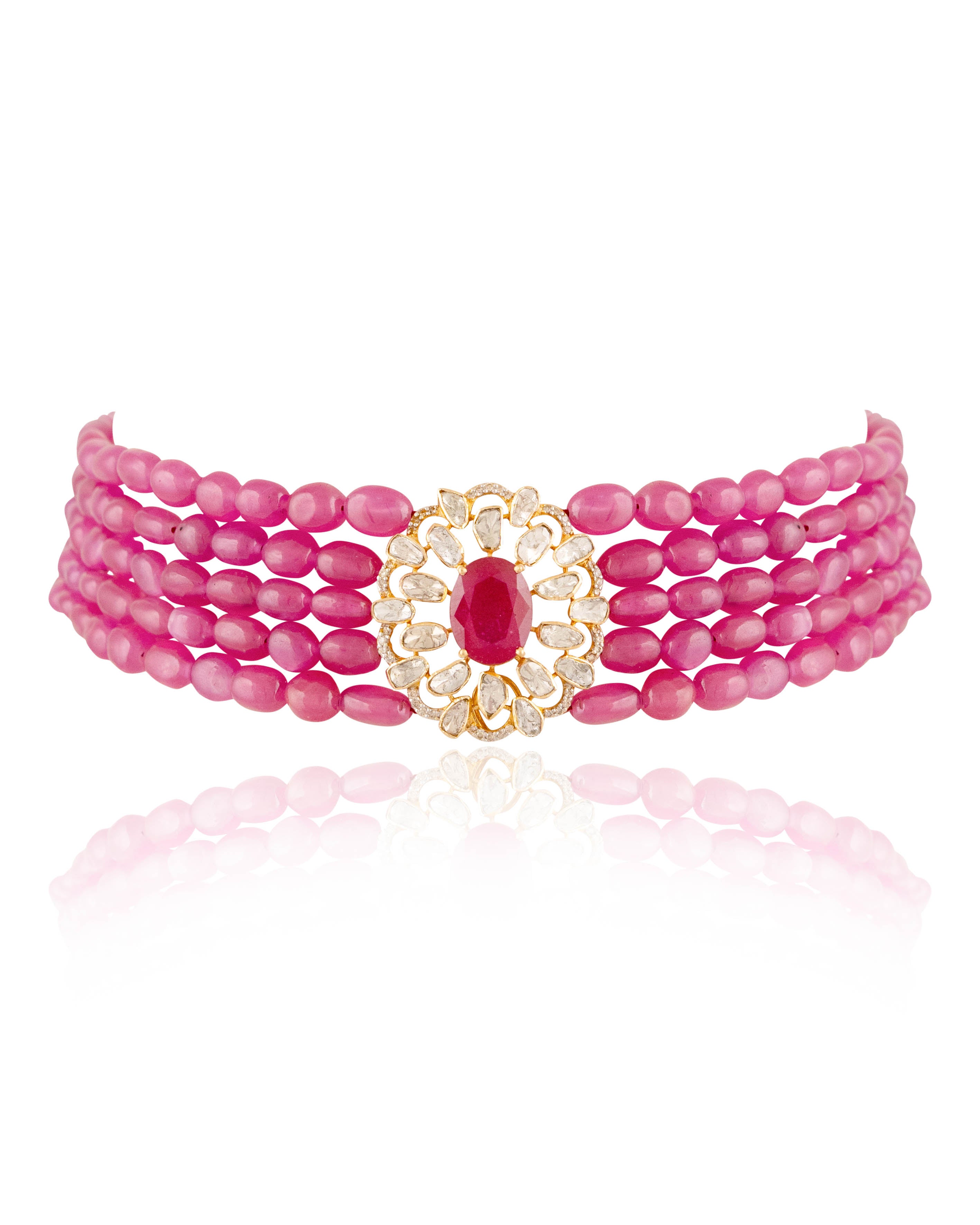 Nandini Polki And Diamond Bead Choker