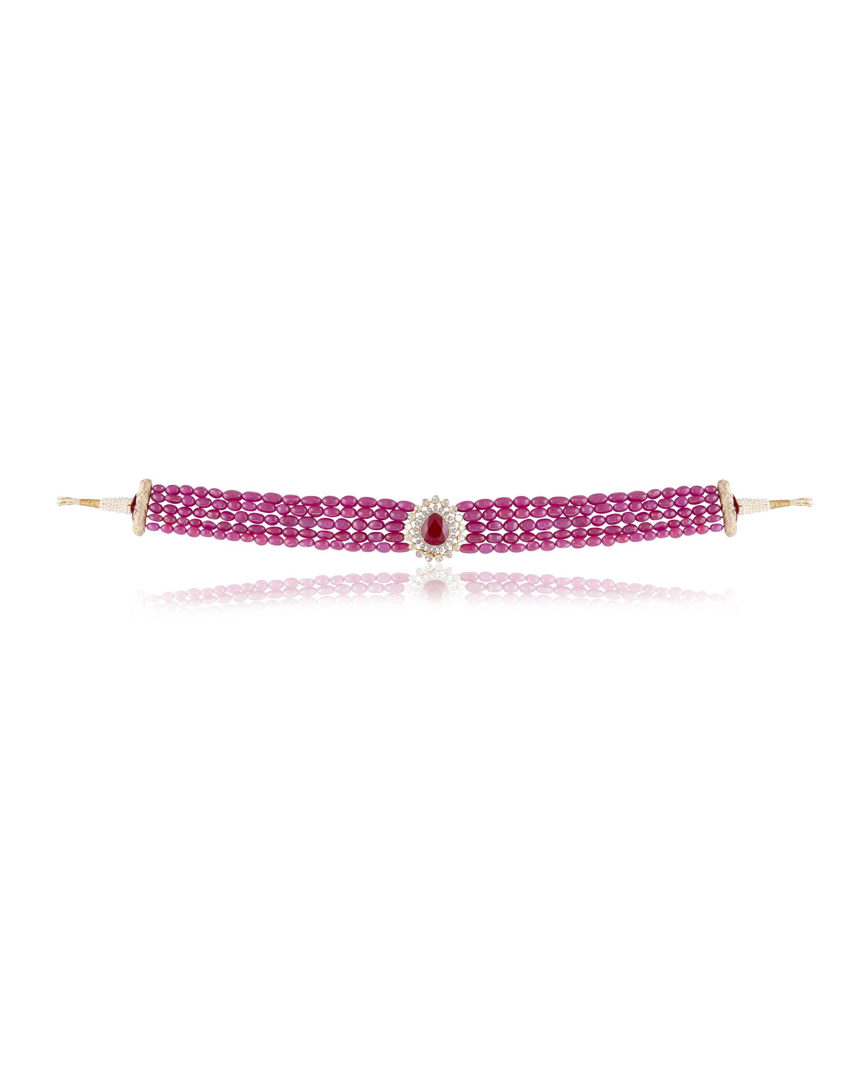 Leena Polki And Diamond Bead Choker