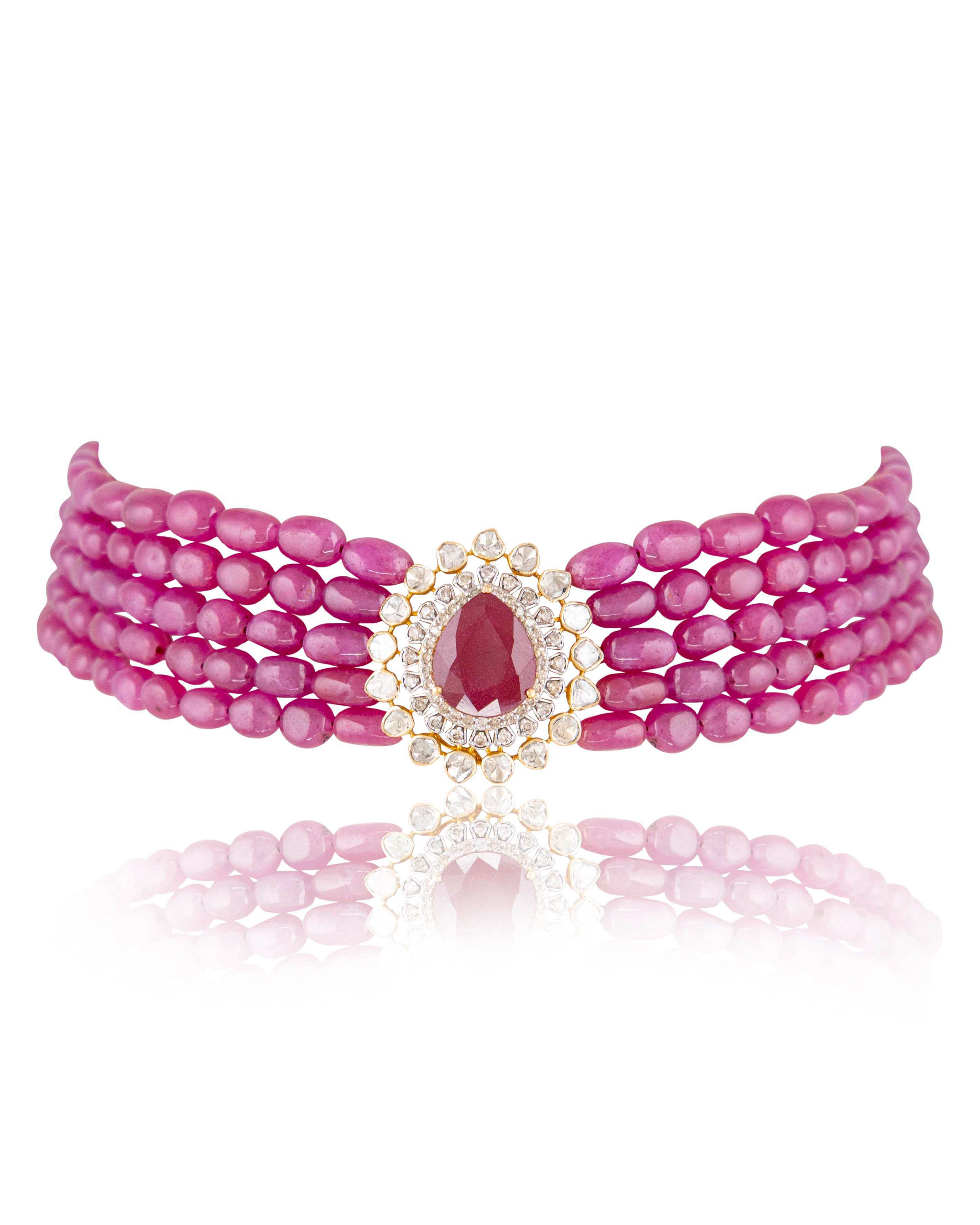 Leena Polki And Diamond Bead Choker