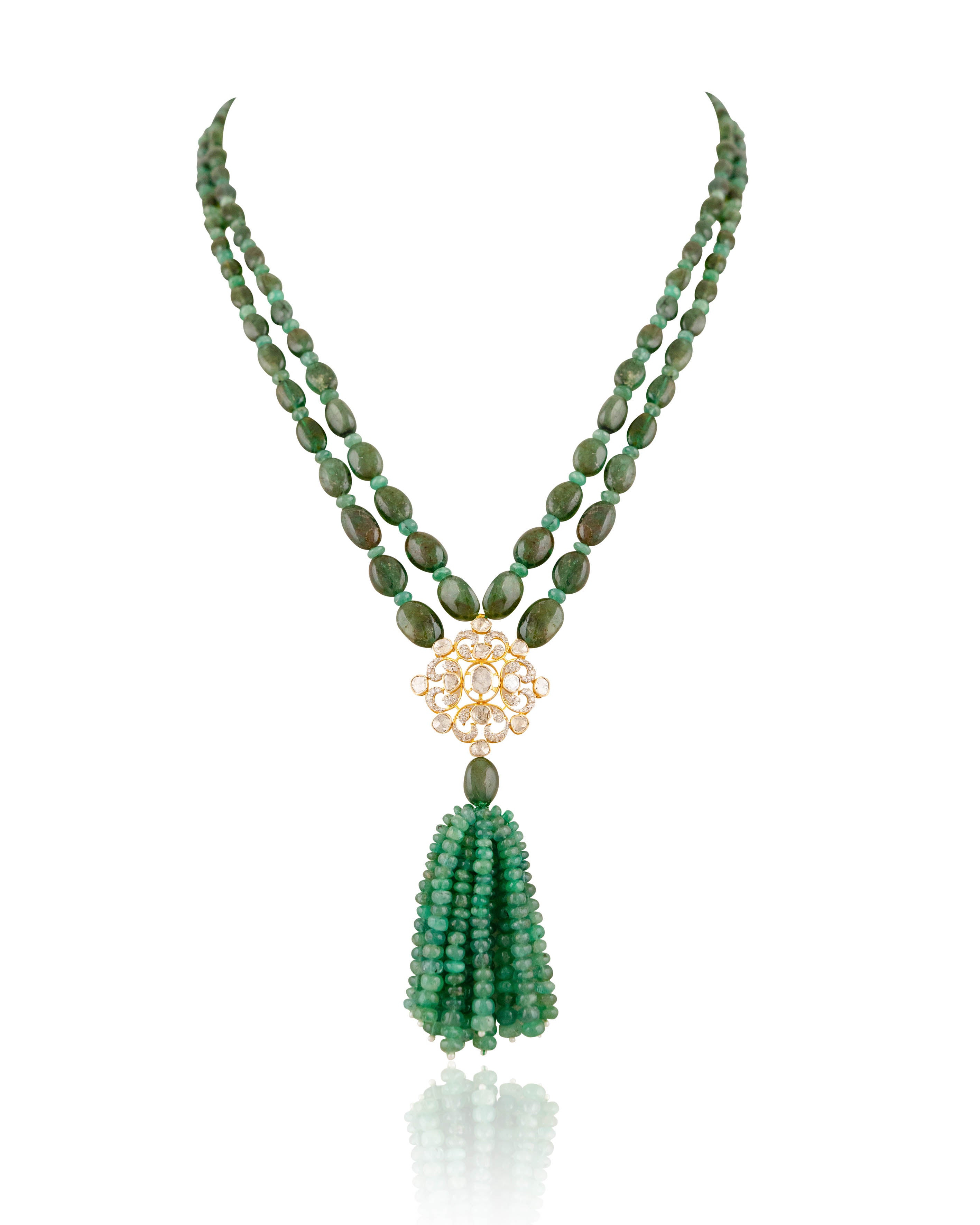 Aisha Polki And Diamond Bead Pendant