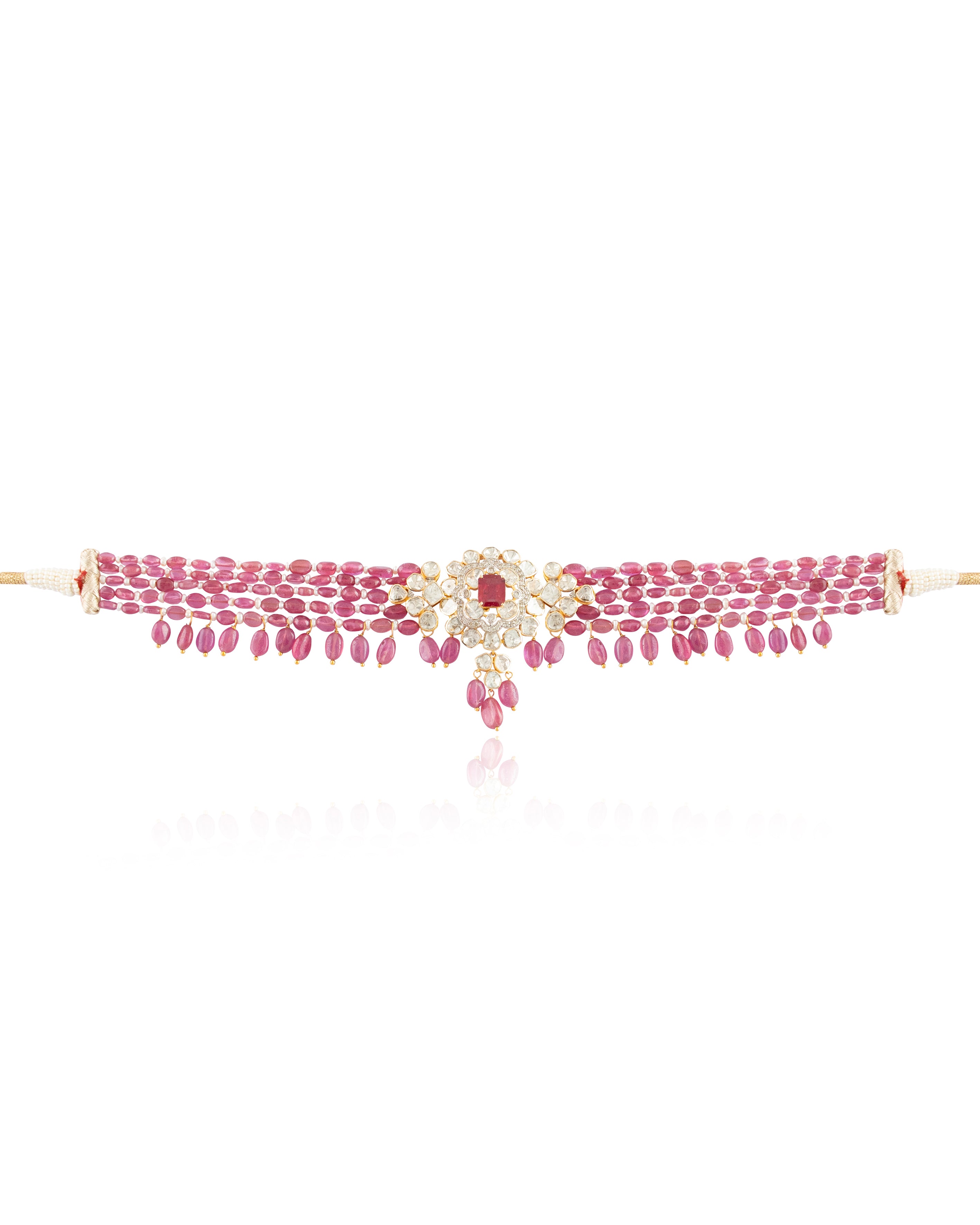 Purva Polki And Diamond Bead Choker