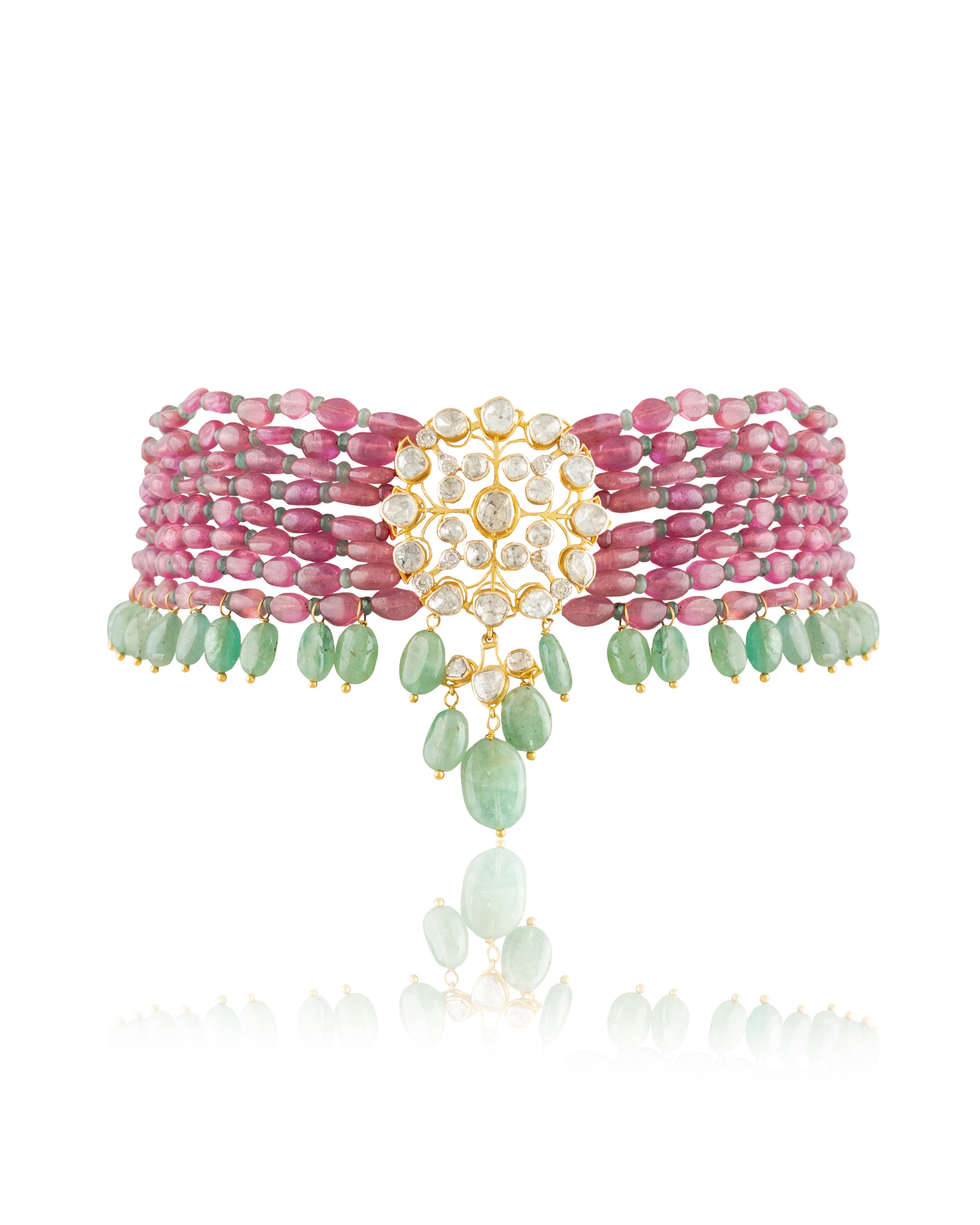 Ridhima Polki And Diamond Bead Choker