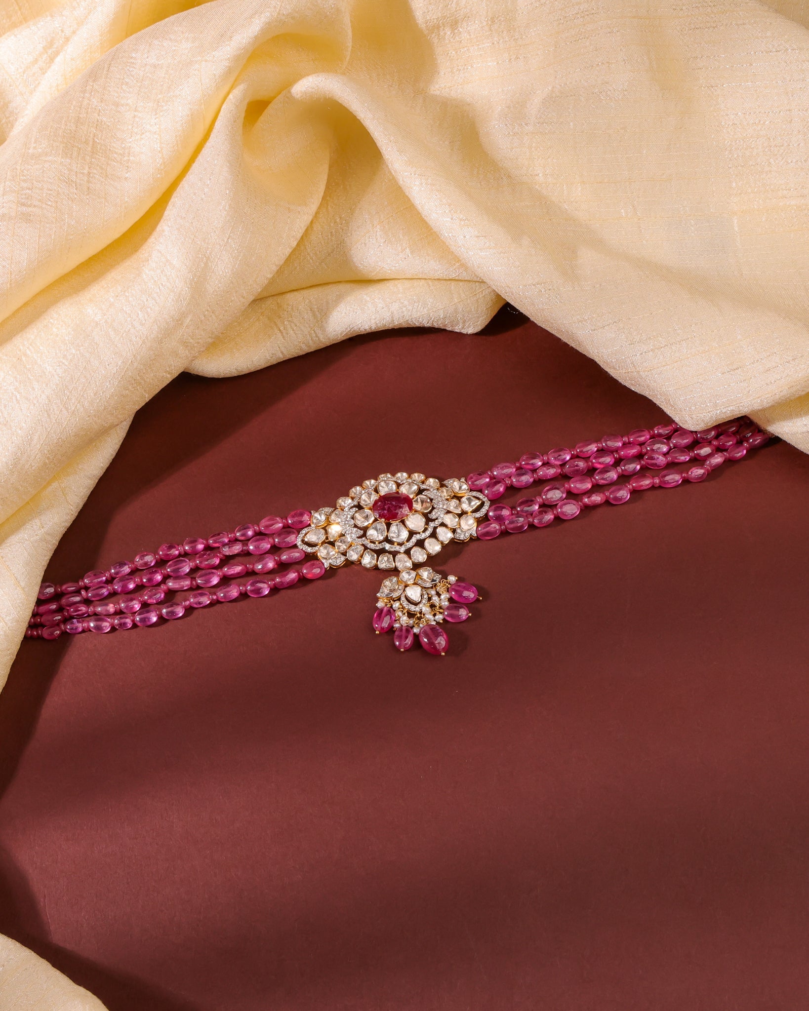 Khusha Polki And Diamond Bead Choker