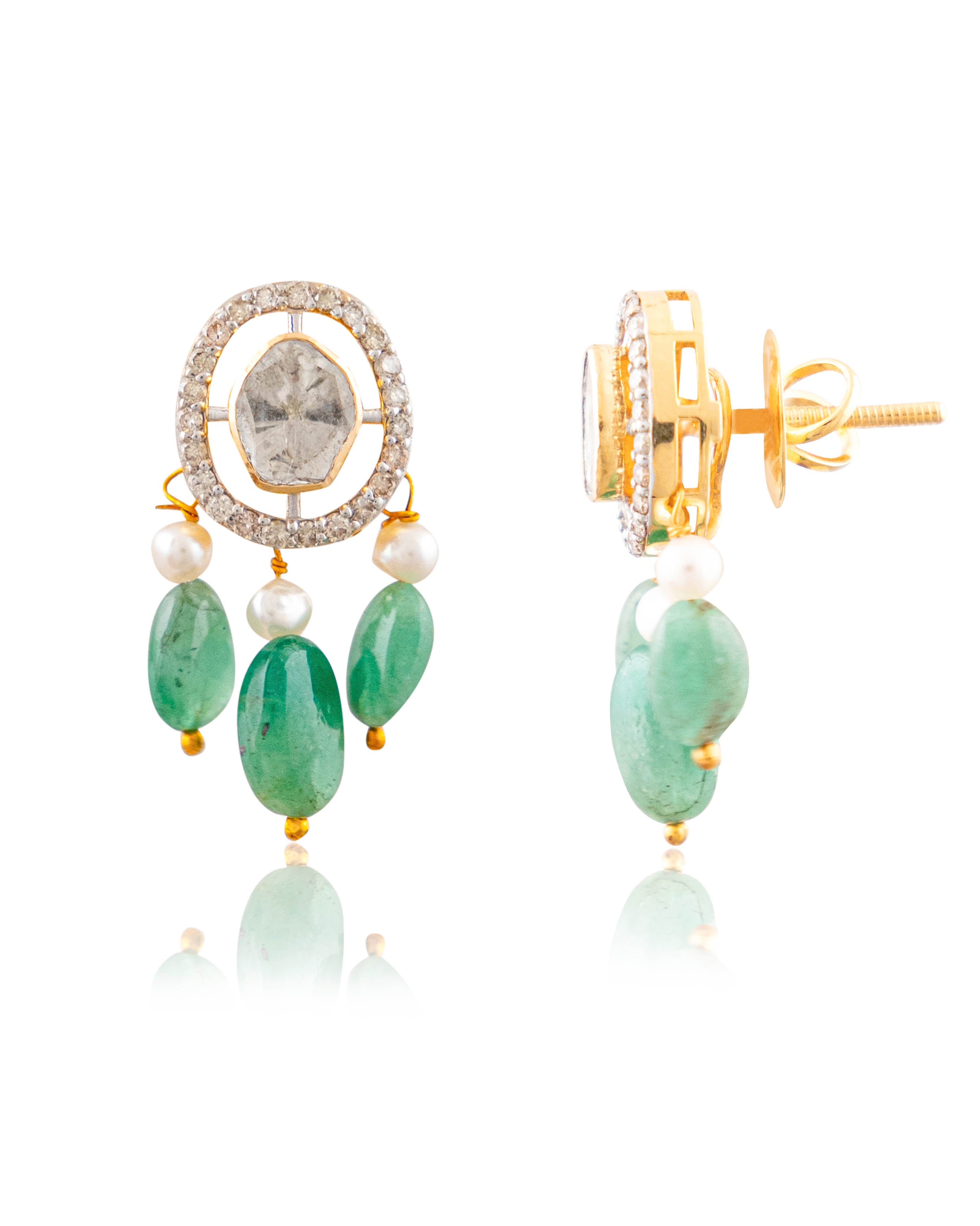 Piyu Pendant And Diksha Tops Polki And Diamond Set