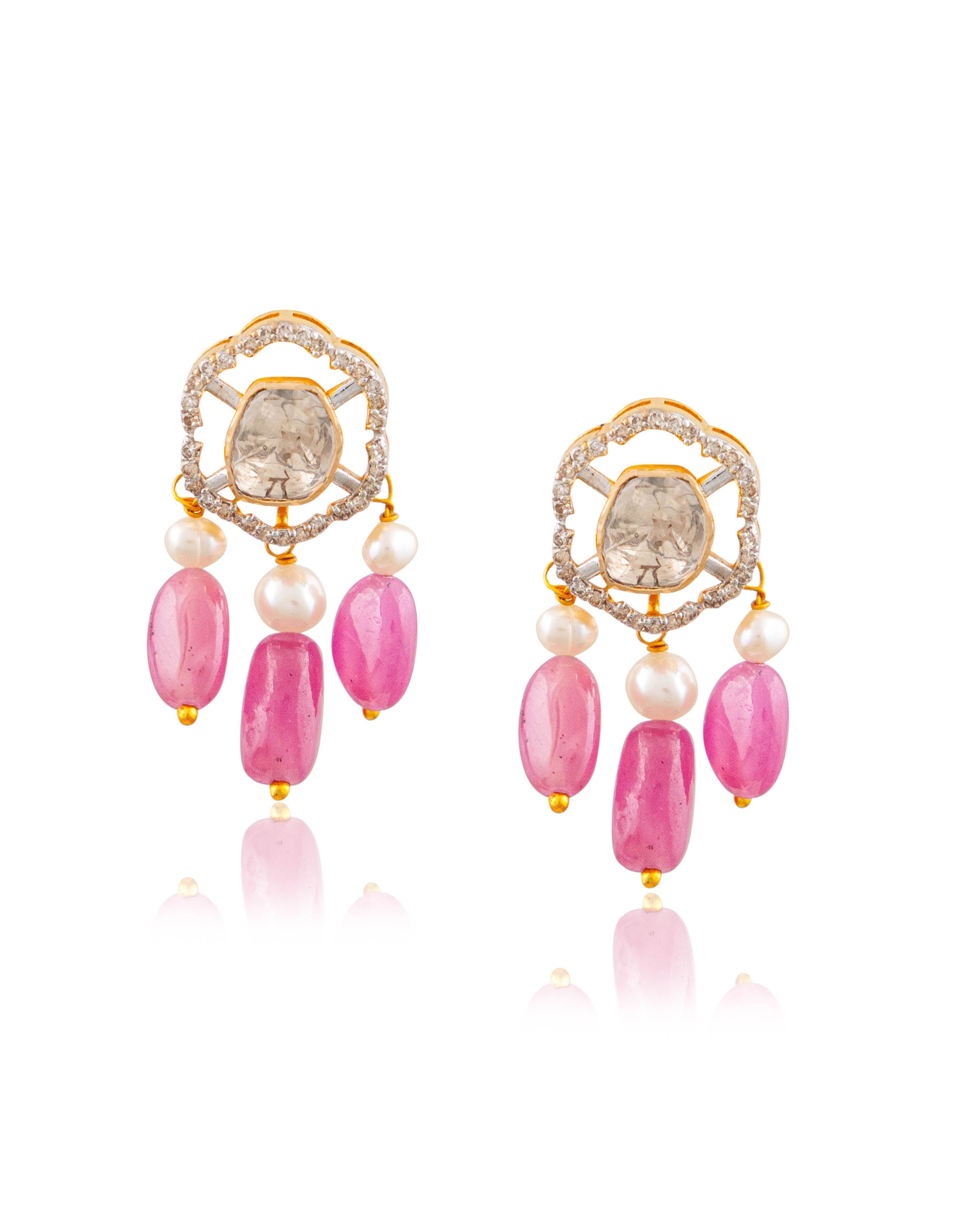 Priti Pendant And Nigar Tops Polki And Diamond Set