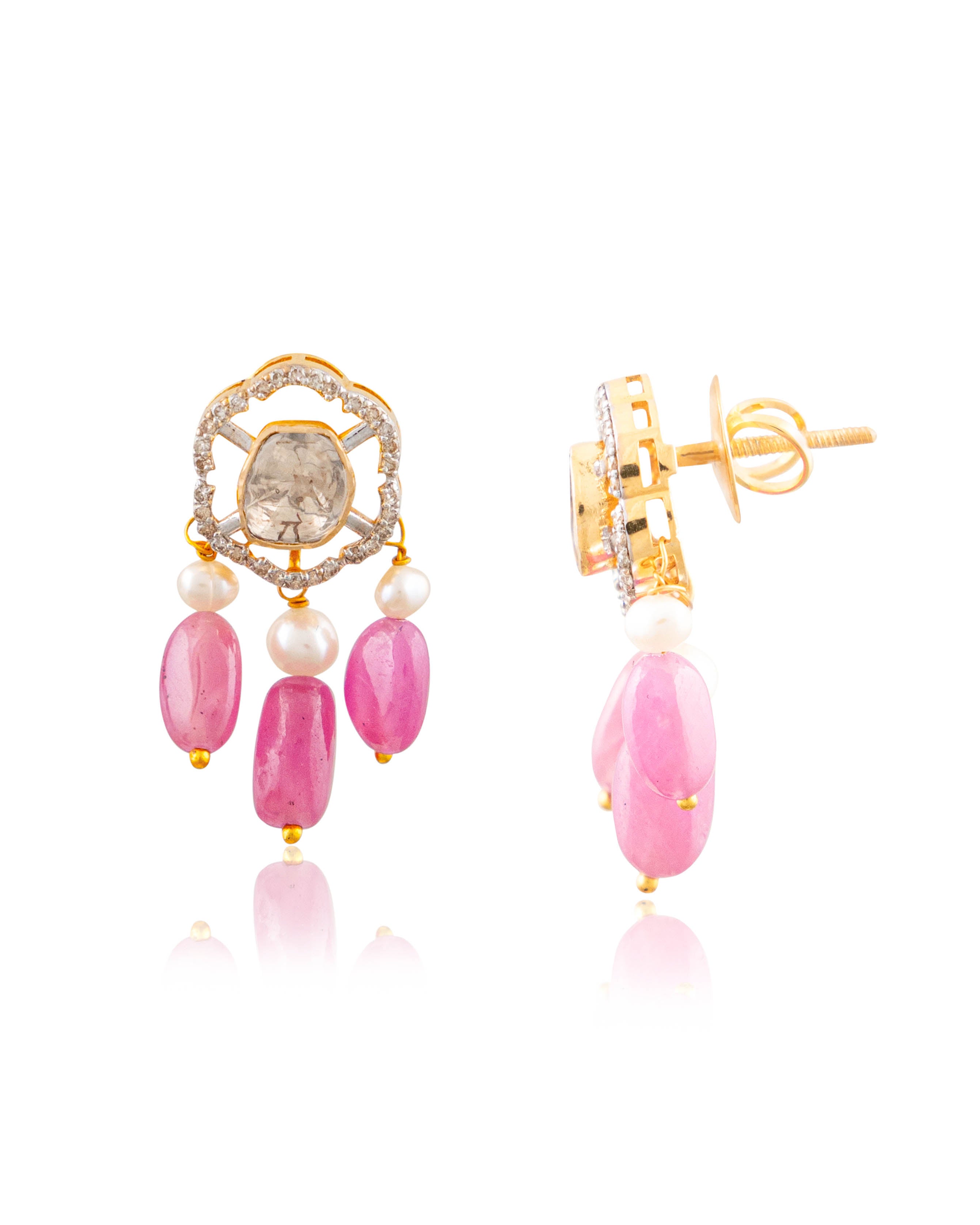 Priti Pendant And Nigar Tops Polki And Diamond Set