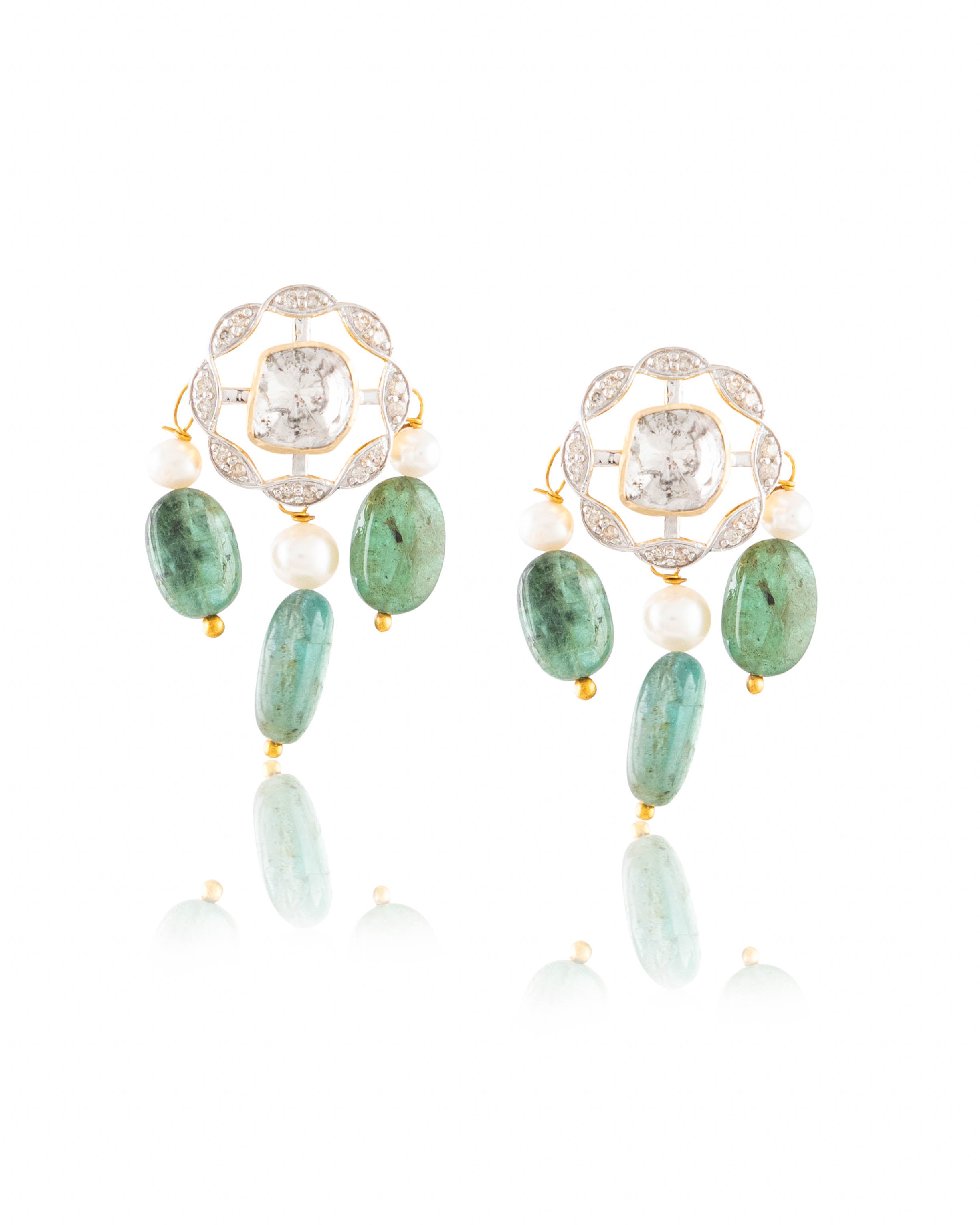 Sayani Pendant And Vamika Tops Polki And Diamond Set