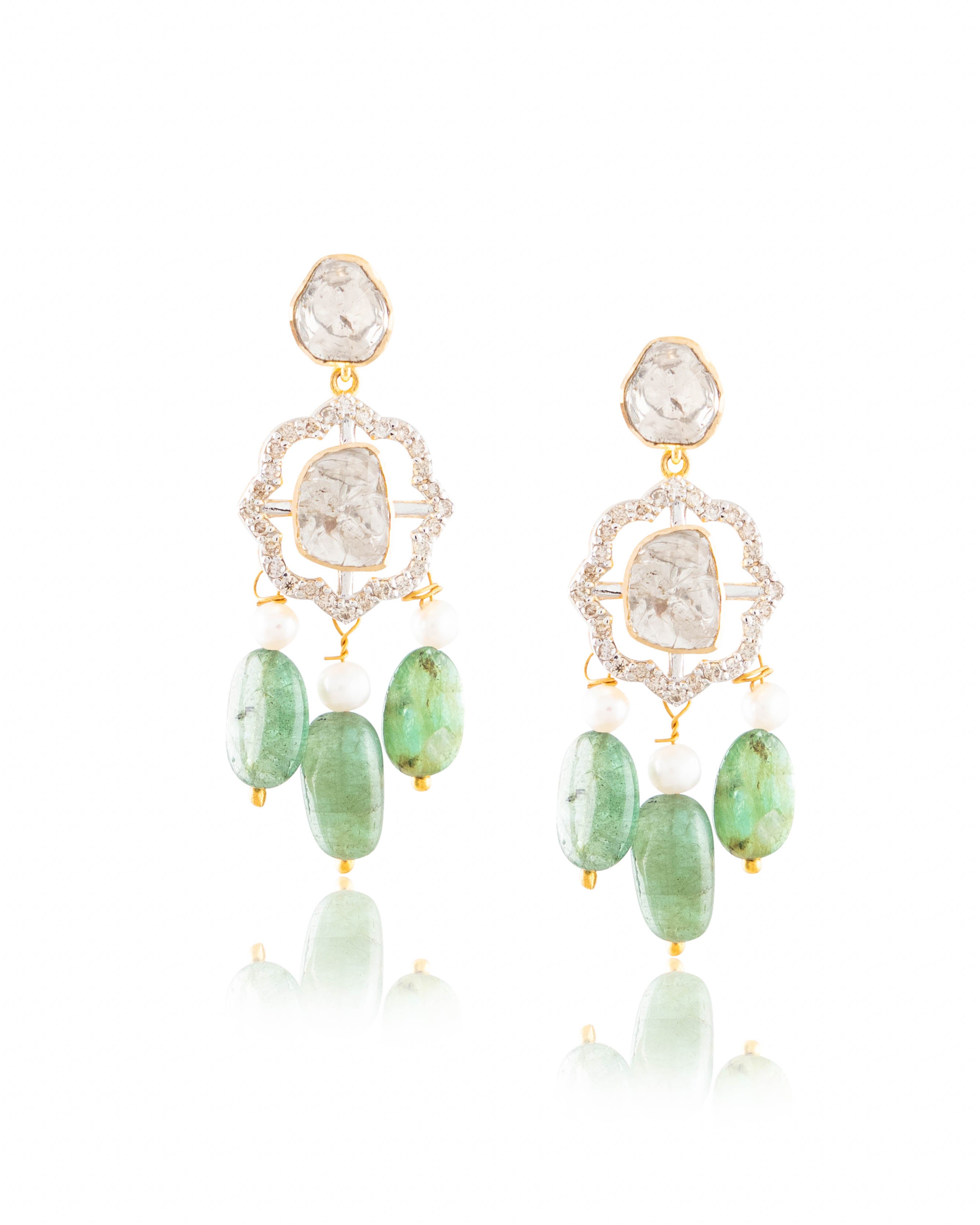 Aayna Choker And Vani Long Earrings Polki And Diamond Set