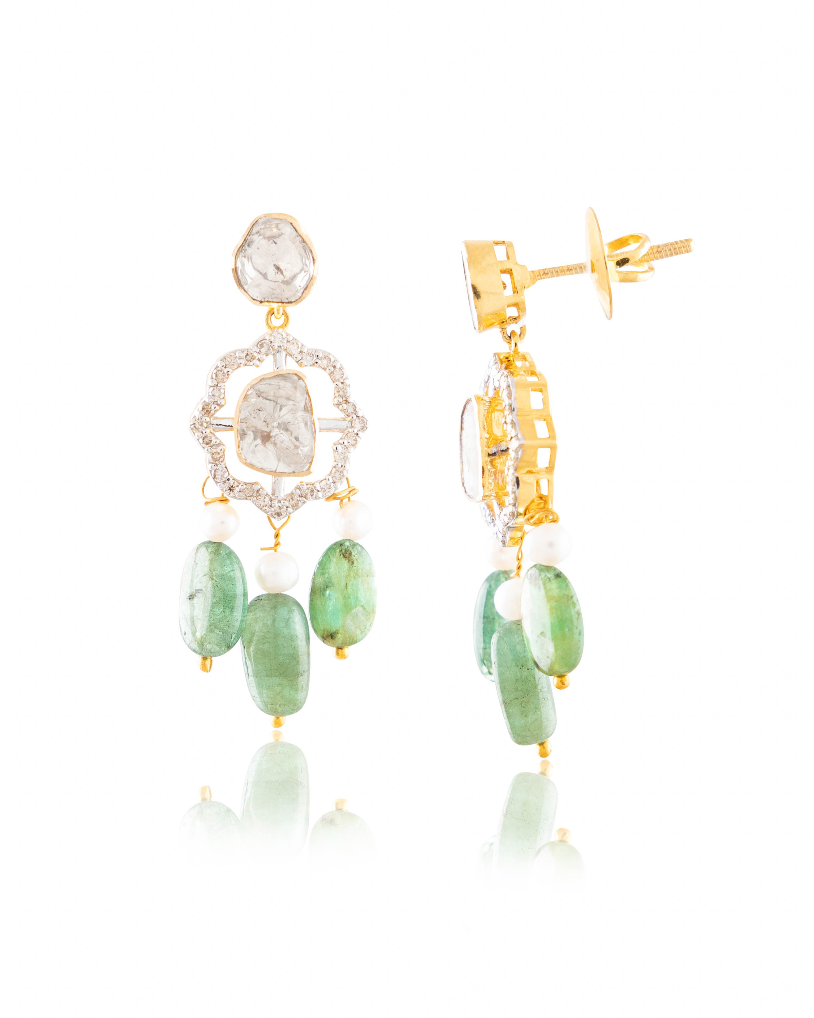 Aayna Choker And Vani Long Earrings Polki And Diamond Set