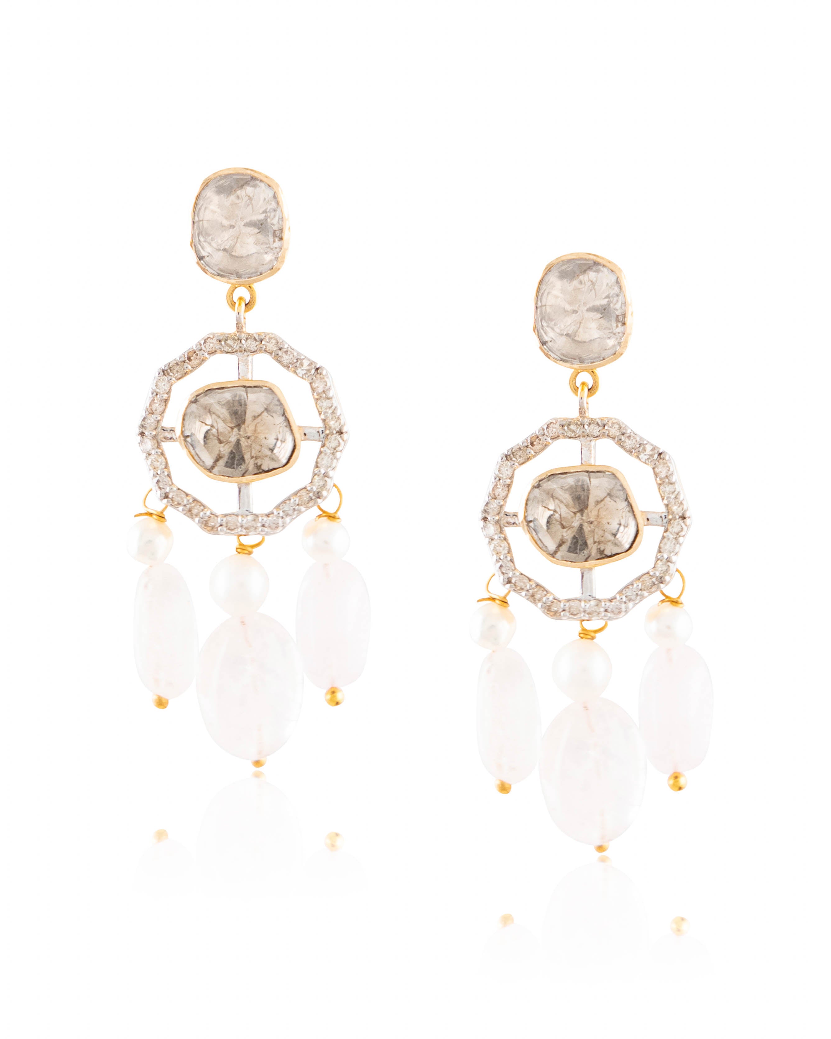 Tatiana Polki And Diamond Long Earrings