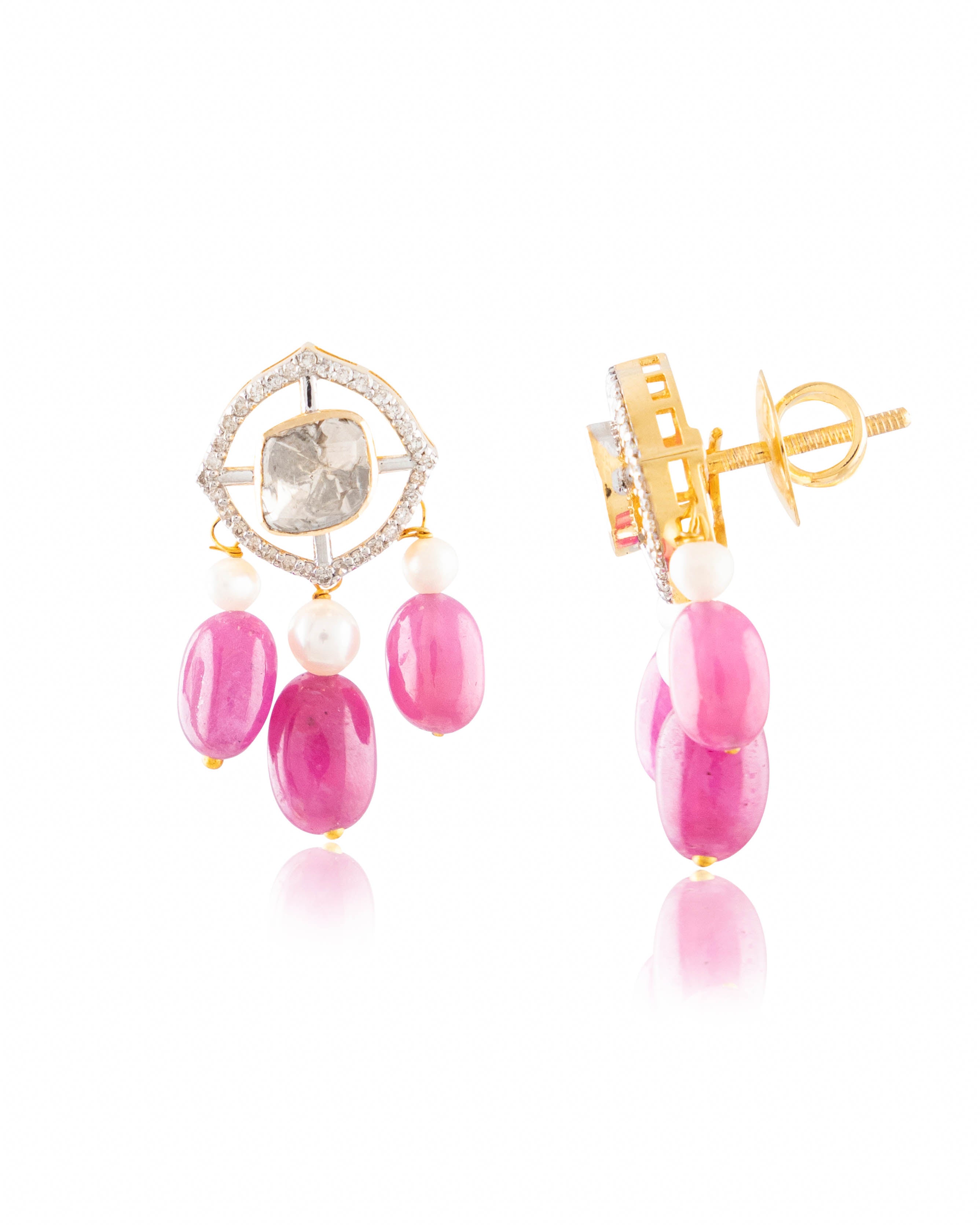 Urvashi Pendant And Dharika Tops Polki And Diamond Set