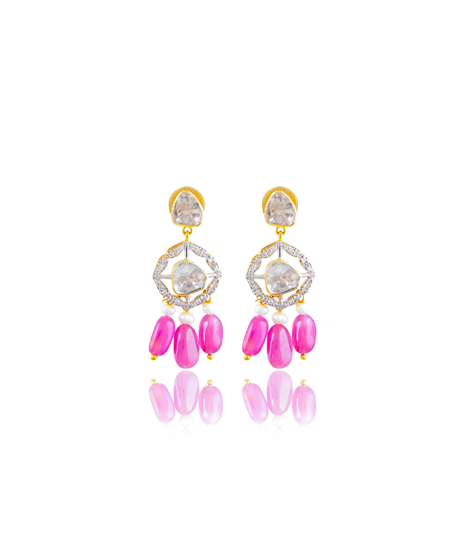 Zuveria Polki And Diamond Long Earrings