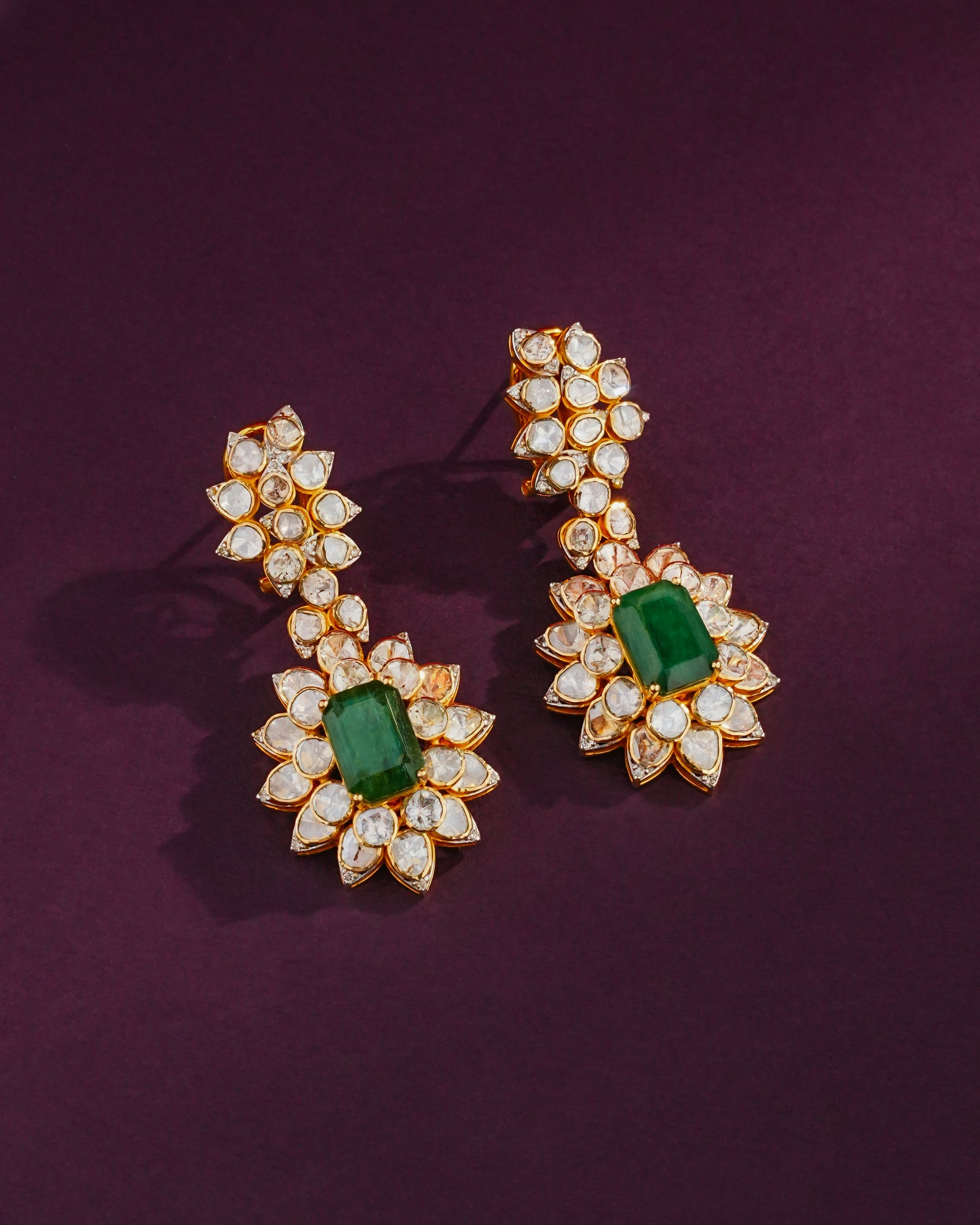 Erisha Polki And Diamond Long Earrings