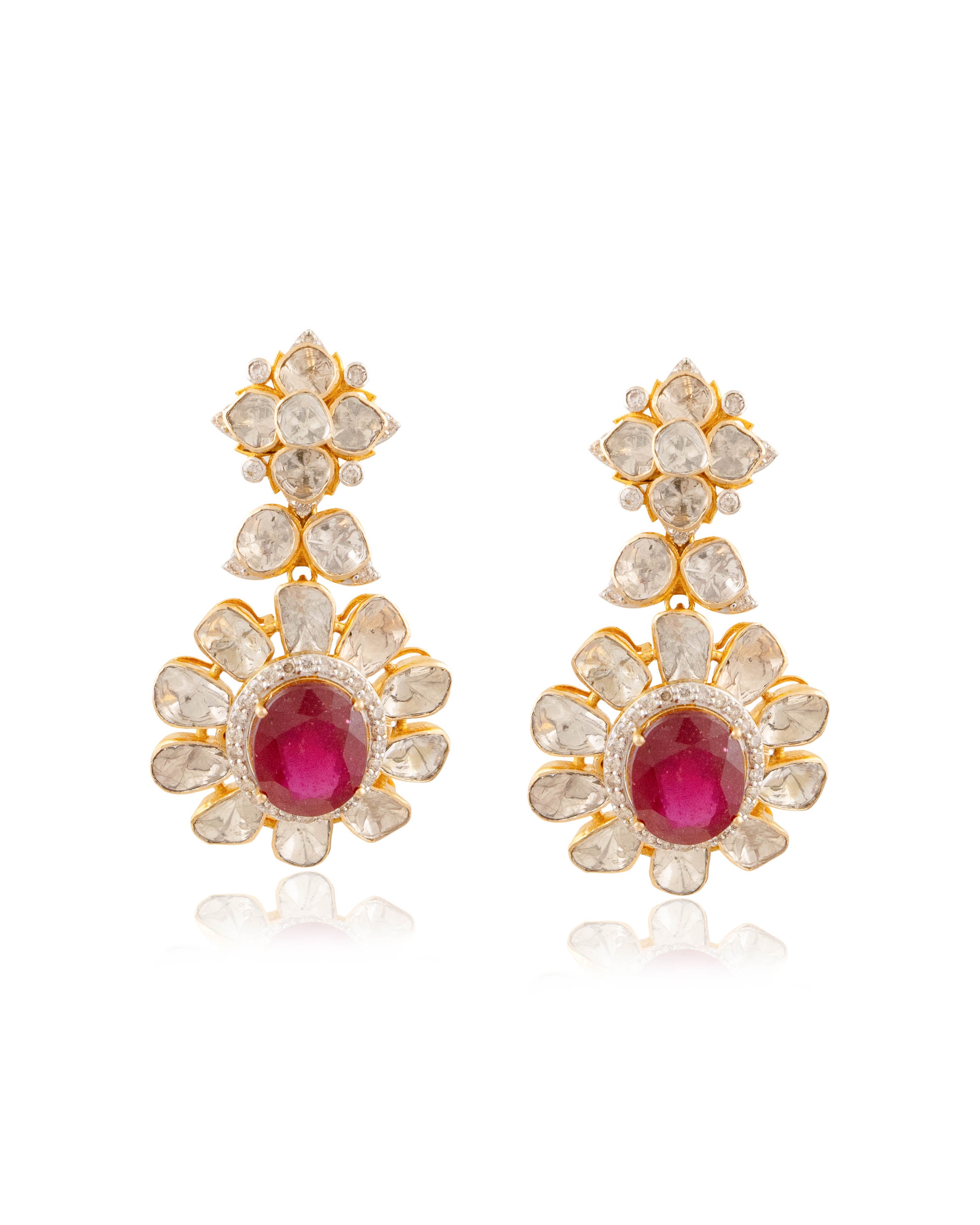 Tanisha Polki And Diamond Long Earrings