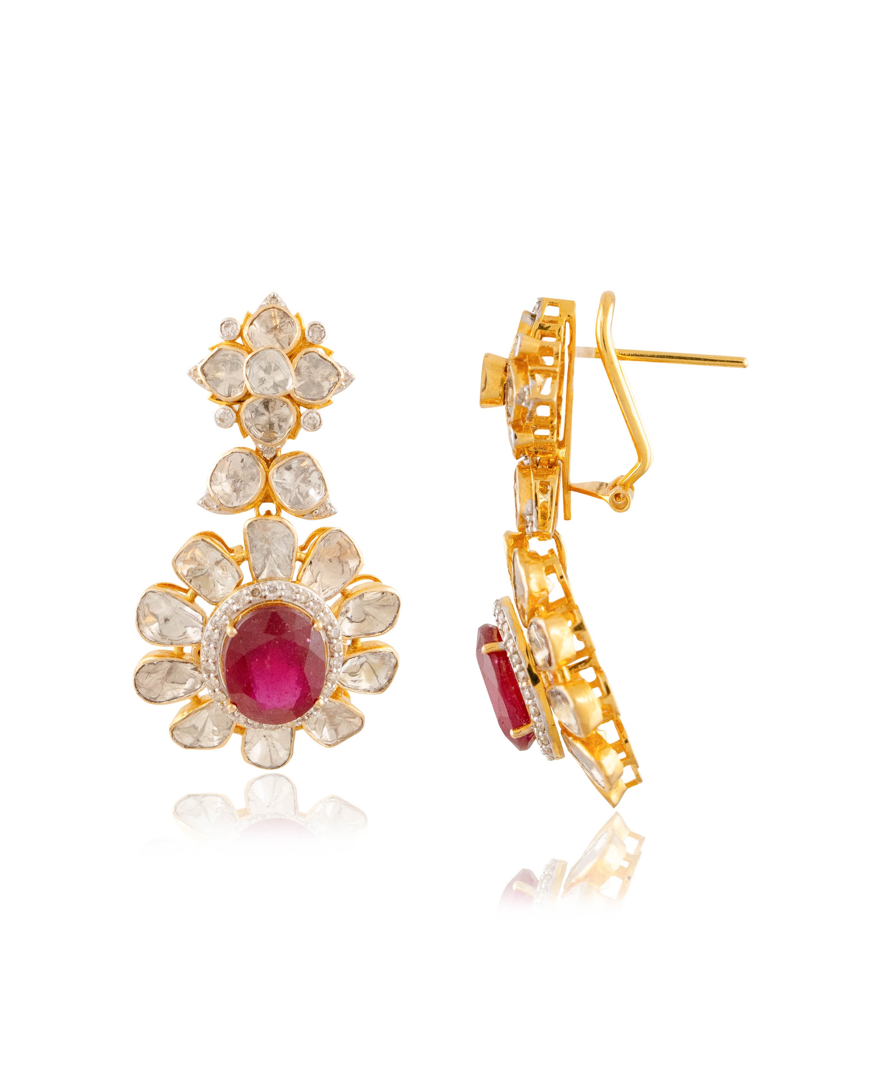 Tanisha Polki And Diamond Long Earrings