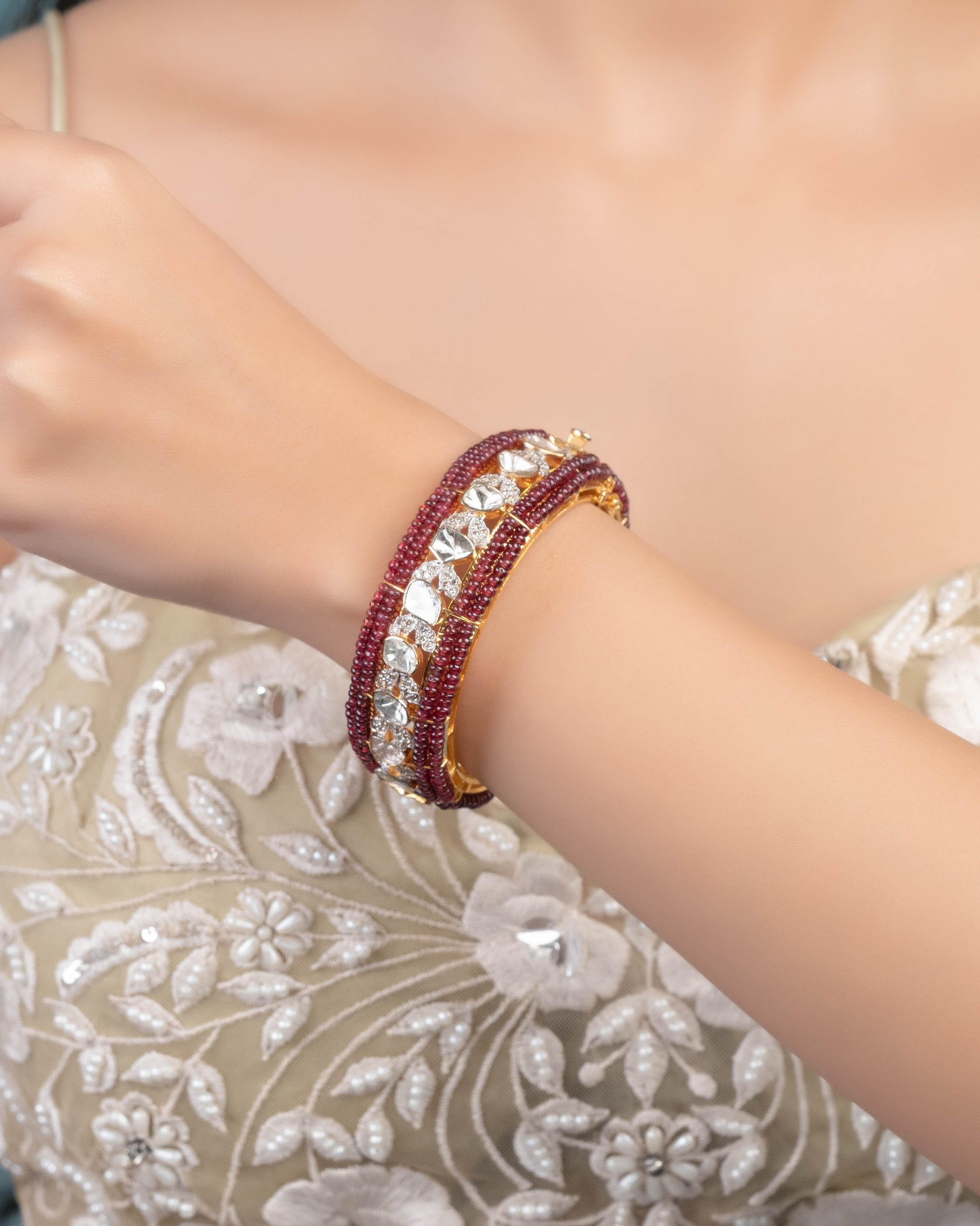 Stella Polki And Diamond Bangle