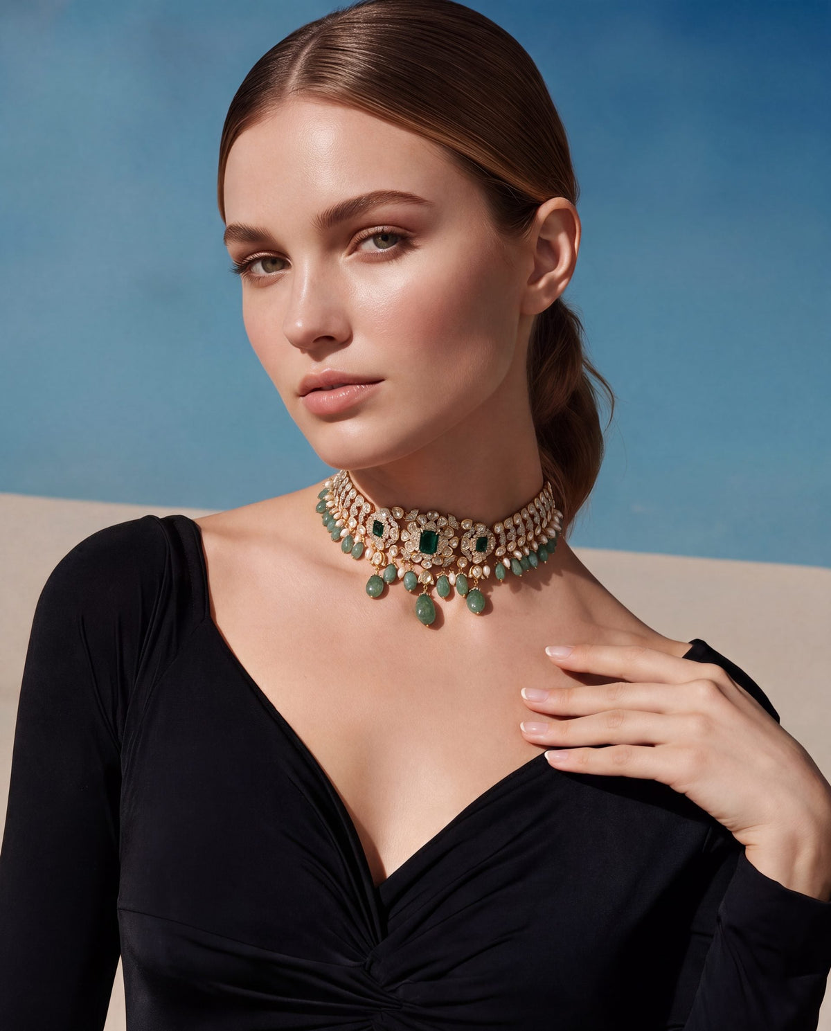 Janani Polki And Diamond Choker