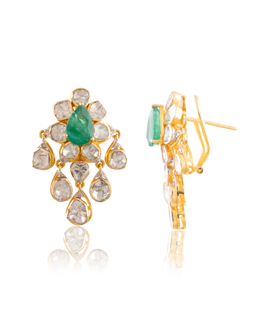 Shristi Polki And Diamond Long Earrings