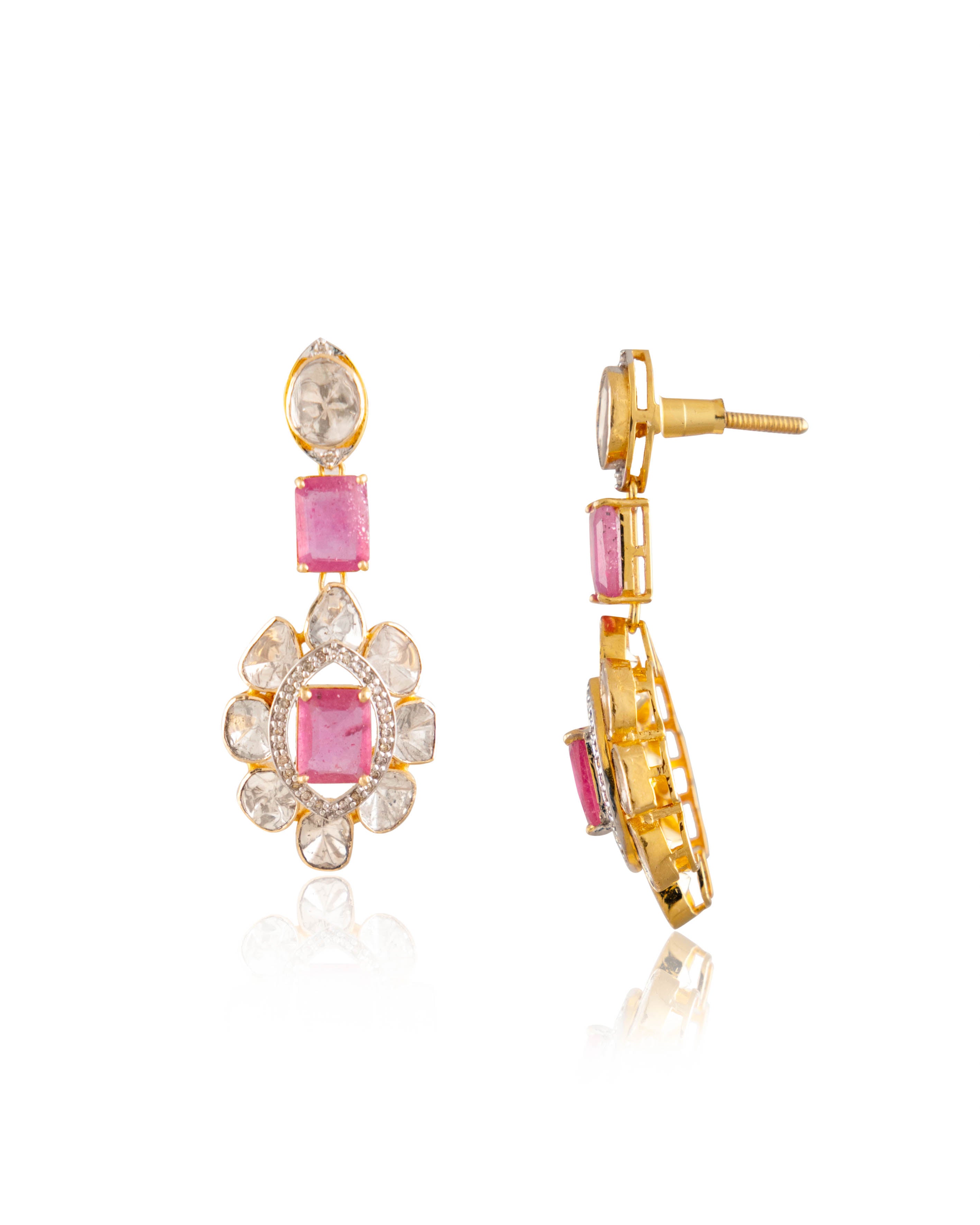 Marley Polki And Diamond Long Earrings