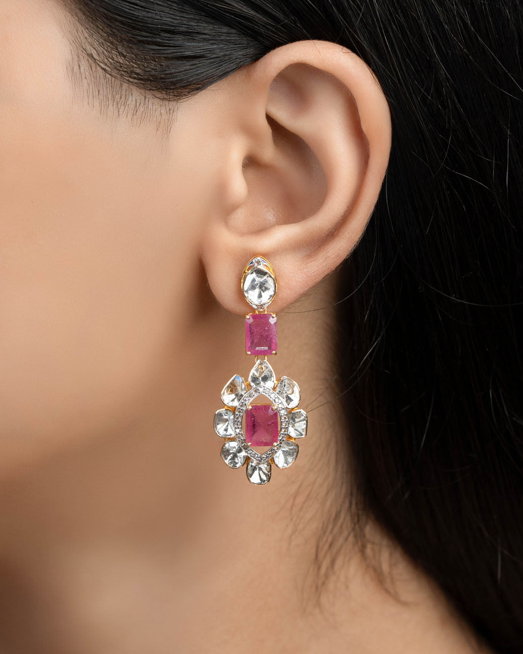 Marley Polki And Diamond Long Earrings