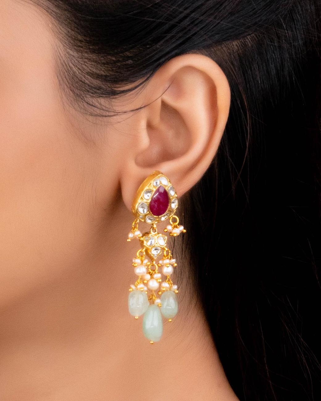 Zoya Polki Long Earrings