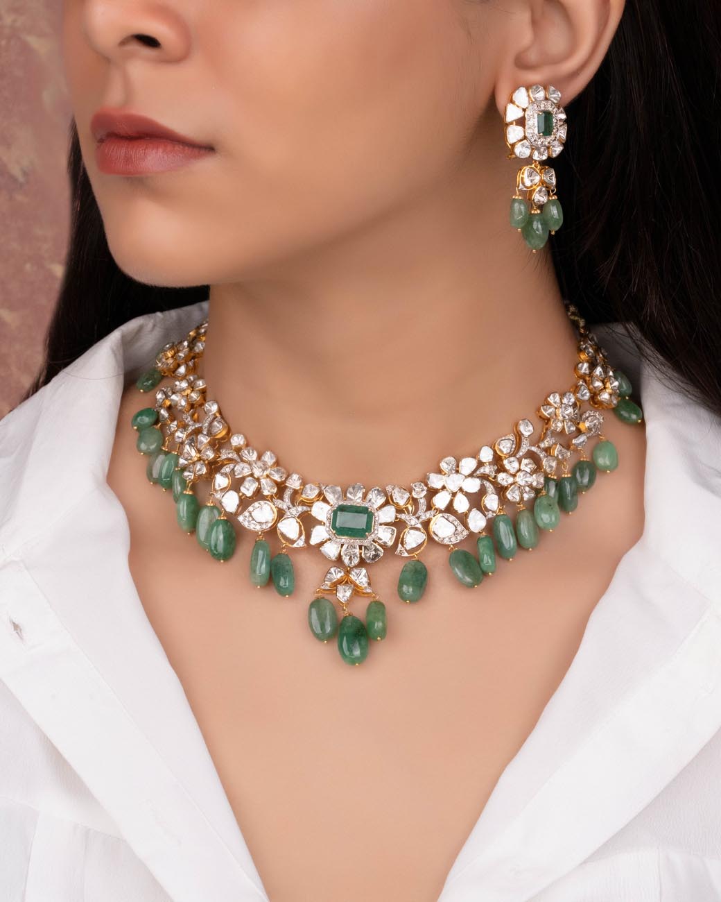 Vasudha Polki And Diamond Long Earrings